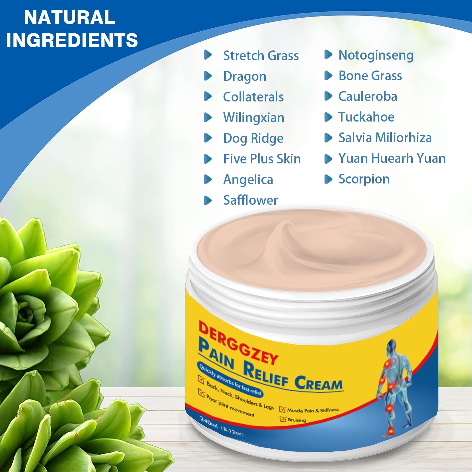 Derggzey Naturals Arthritis Pain Relief Cream 8 oz - Maximum Strength Deep Penetrating for Joint, Muscle, Knee, Back, Feet, Hand, Ankle - Effective Soothing Derggzey buy supplements canada