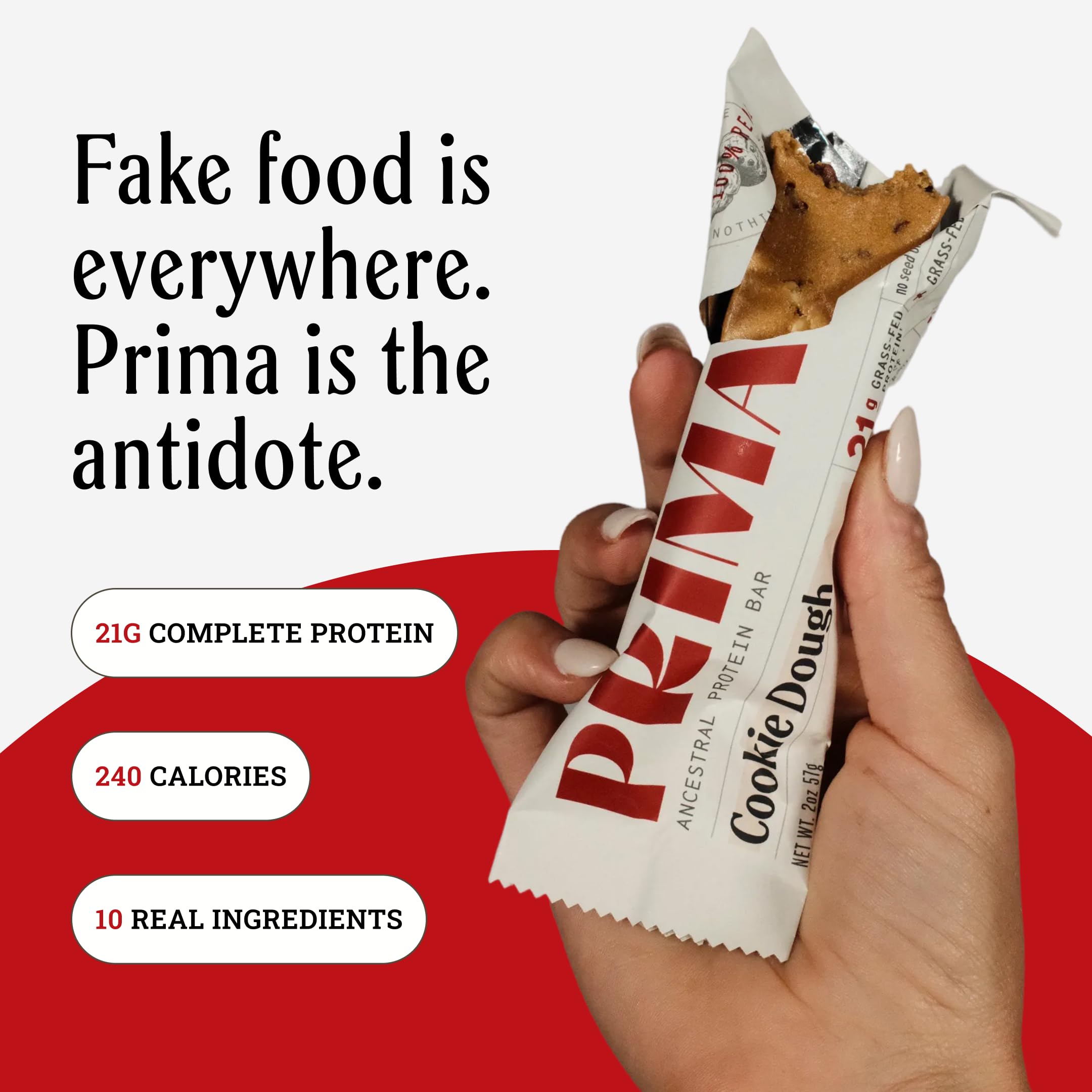 PRIMA Cookie Dough Protein Bar | 21g Grass Fed Whey and Collagen | No Seed Oils, No Preservatives, Raw Honey Sweetened | 7 Pack PRIMA ANCESTRAL PROTEIN BAR buy supplements canada