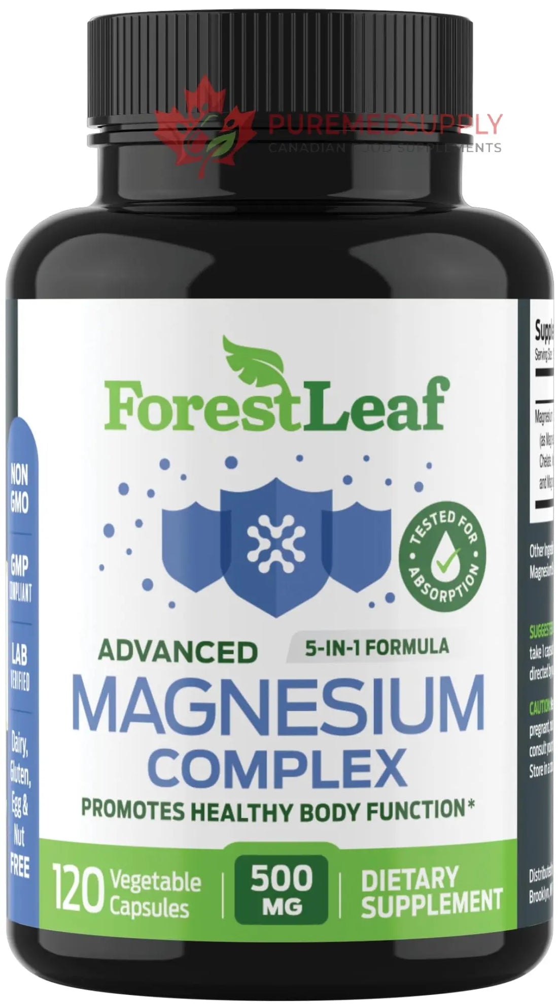 ForestLeaf Magnesium Complex for Women and Men - 500mg Magnesium Supplement for Sleep - 5-in-1 Chelated Magnesium Citrate, Bisglycinate, Malate, Taurate, Oxide (120 Ct) ForestLeaf buy supplements canada