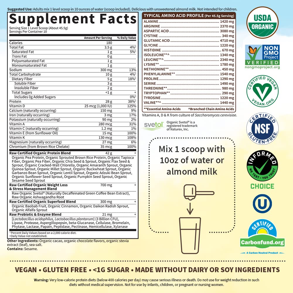 Garden of Life Raw Organic Fit Vegan Protein Powder Chocolate, 28g Plant Based Protein Garden of Life buy supplements canada