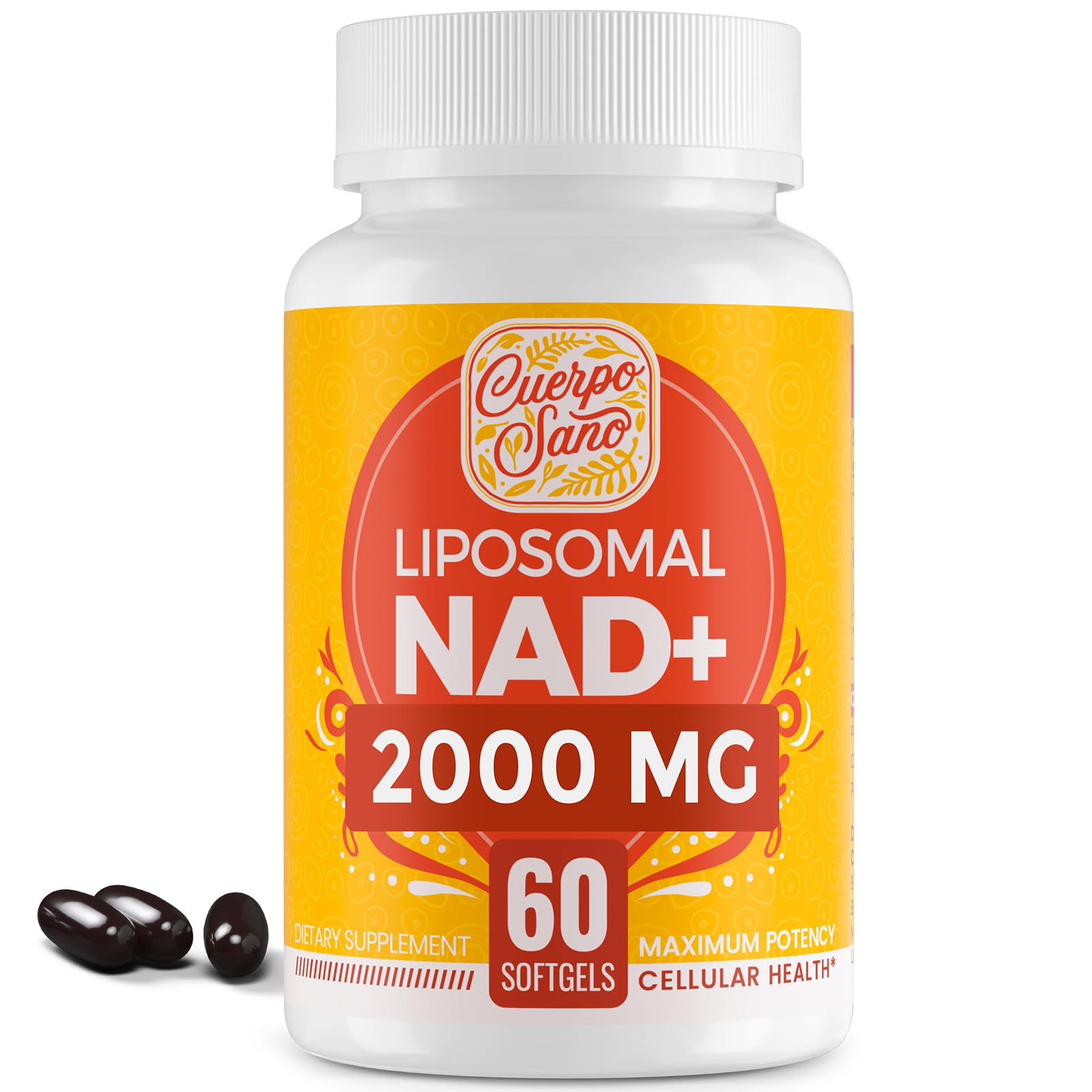 Cuerpo Sano 2000 MG NAD Supplement, Liposomal NAD+ with High Absorption, More Efficient Than Nicotinamide Riboside, Pure & Plus Boosting Supplement, Aging Defense, Metabolism & Cellular, 60 softgels Cuerpo Sano buy supplements canada