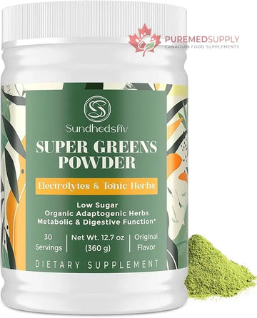Super Greens Powder Superfood + Electrolytes & Tonic Herbs | Organic Greens, Shilajit, Adaptogens, Antioxidants, Preobiotic & Probiotic & Postbiotic| for Energy, Gut & Immune| Unflavored - 30 Servings Sundhedsliv buy supplements canada
