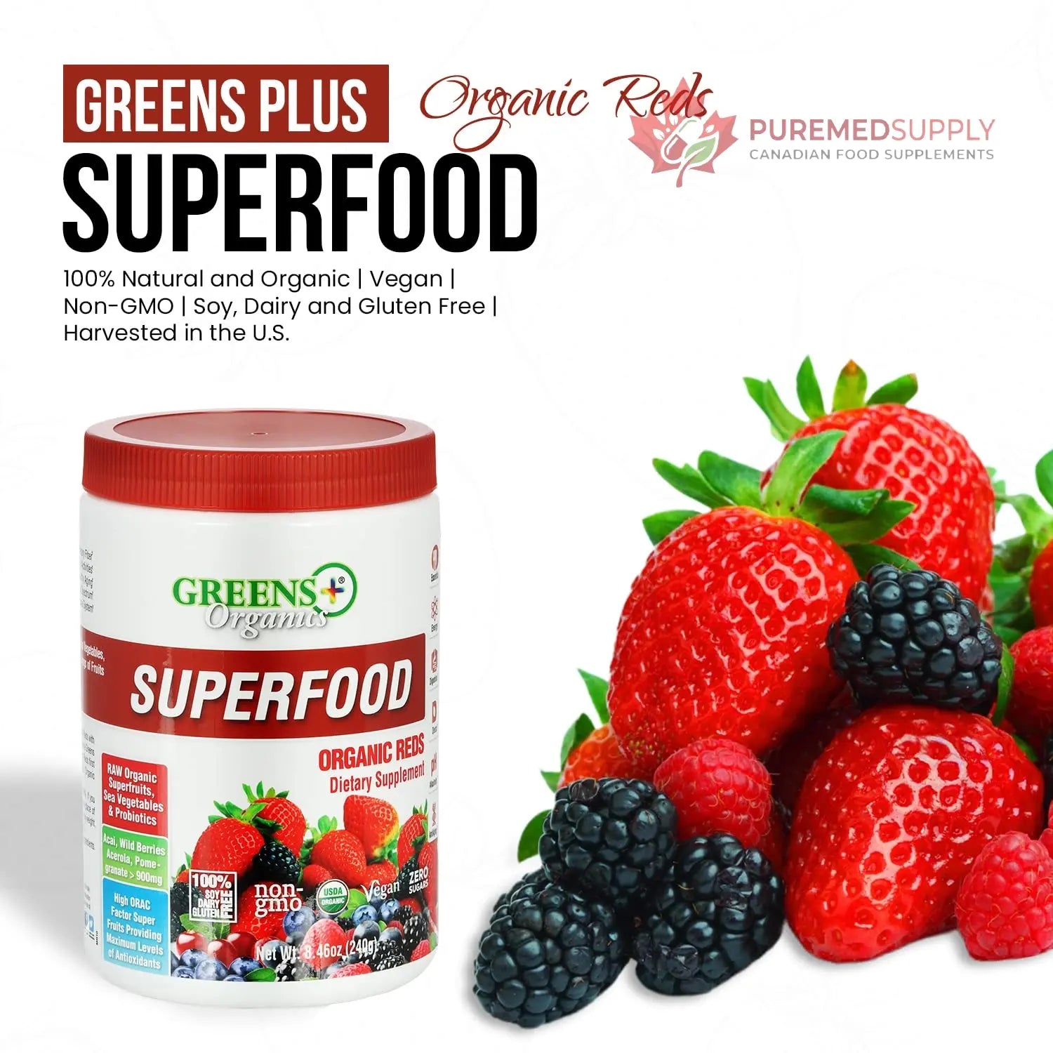 Greens+ Organic Reds Superfood Powder Organic Super Veggie Capsules Greens+ buy supplements canada