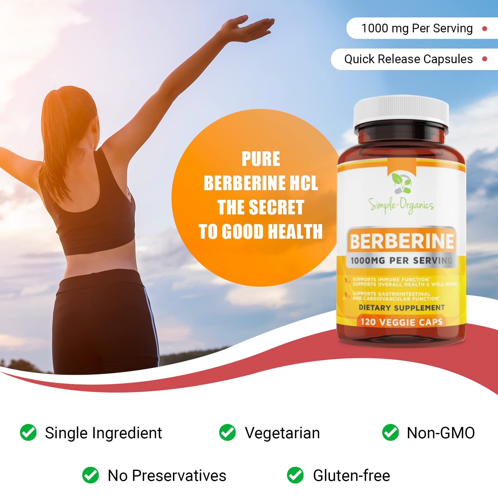 Simple-Organics Berberine 500mg (1000mg Per Serving) for Supports Healthy Immune Simple-Organics buy supplements canada