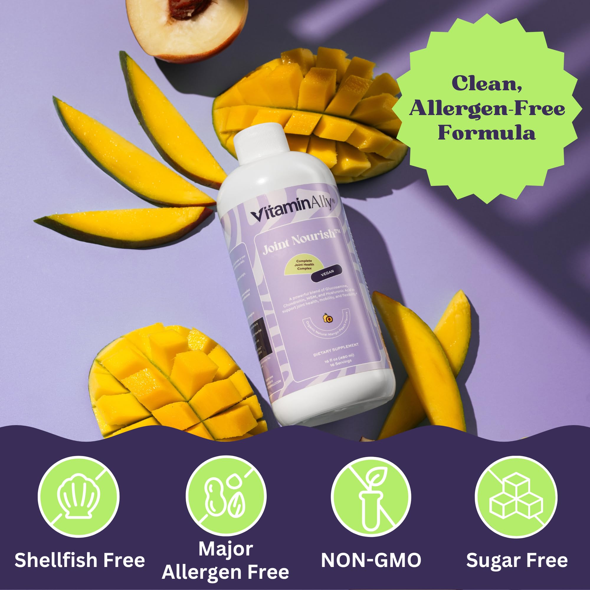 Joint Nourish – 100% Vegan Liquid Joint Supplement | Vegan Glucosamine, Chondroitin, MSM, Hyaluronic Acid & Vitamin C | Mango-Peach | Supports Joint Mobility, Cartilage & Skin | Sugar-Free,16 Servings Vitaminally buy supplements canada