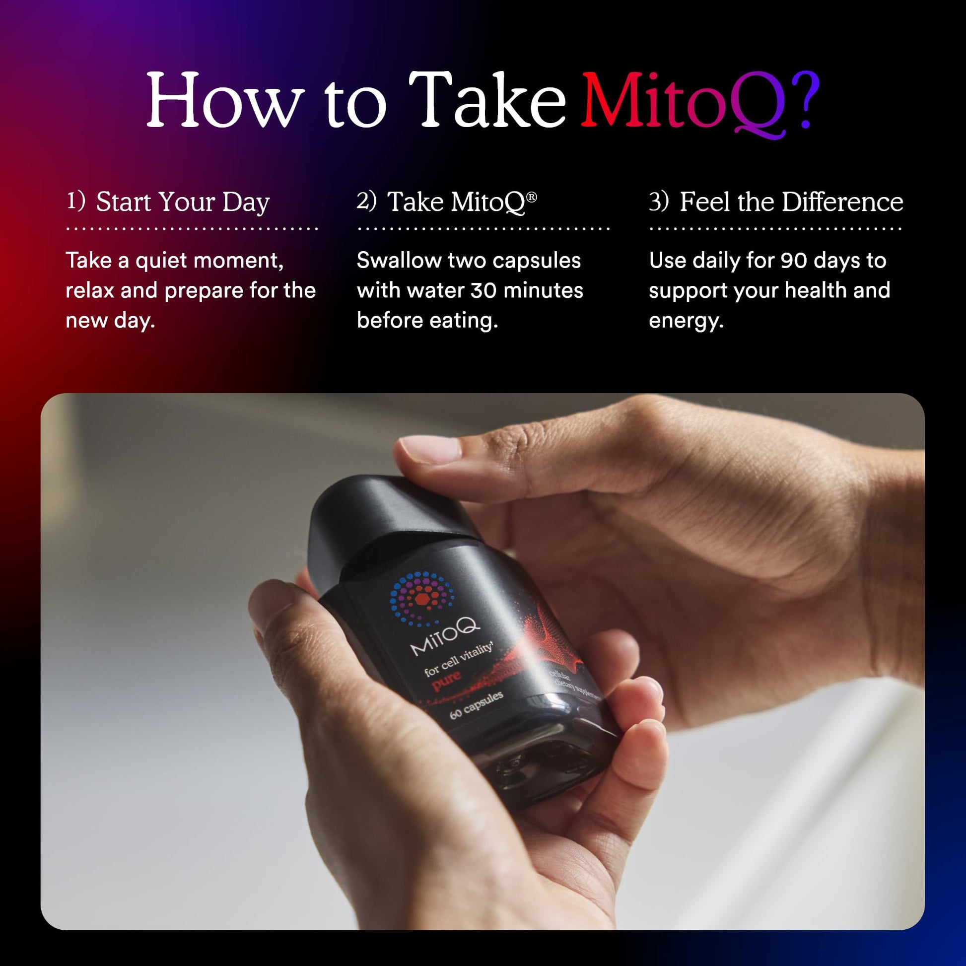 MitoQ Pure Advanced Mitochondria Supplement Superior Bioavailability to CoQ10 | Reduces Free Radical Damage for Healthy Aging, Metabolism, Heart Health, Energy, Strength & Mobility MitoQ buy supplements canada