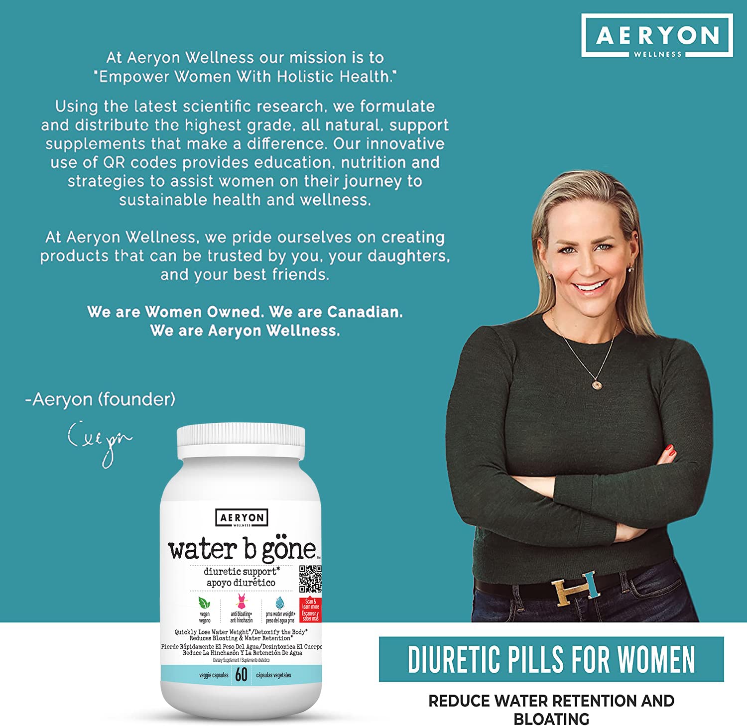 Water B Gone – Diuretic Pills for Women – Reduce Water Retention and Bloating – Find PMS Aeryon Ashlie Wellness buy supplements canada