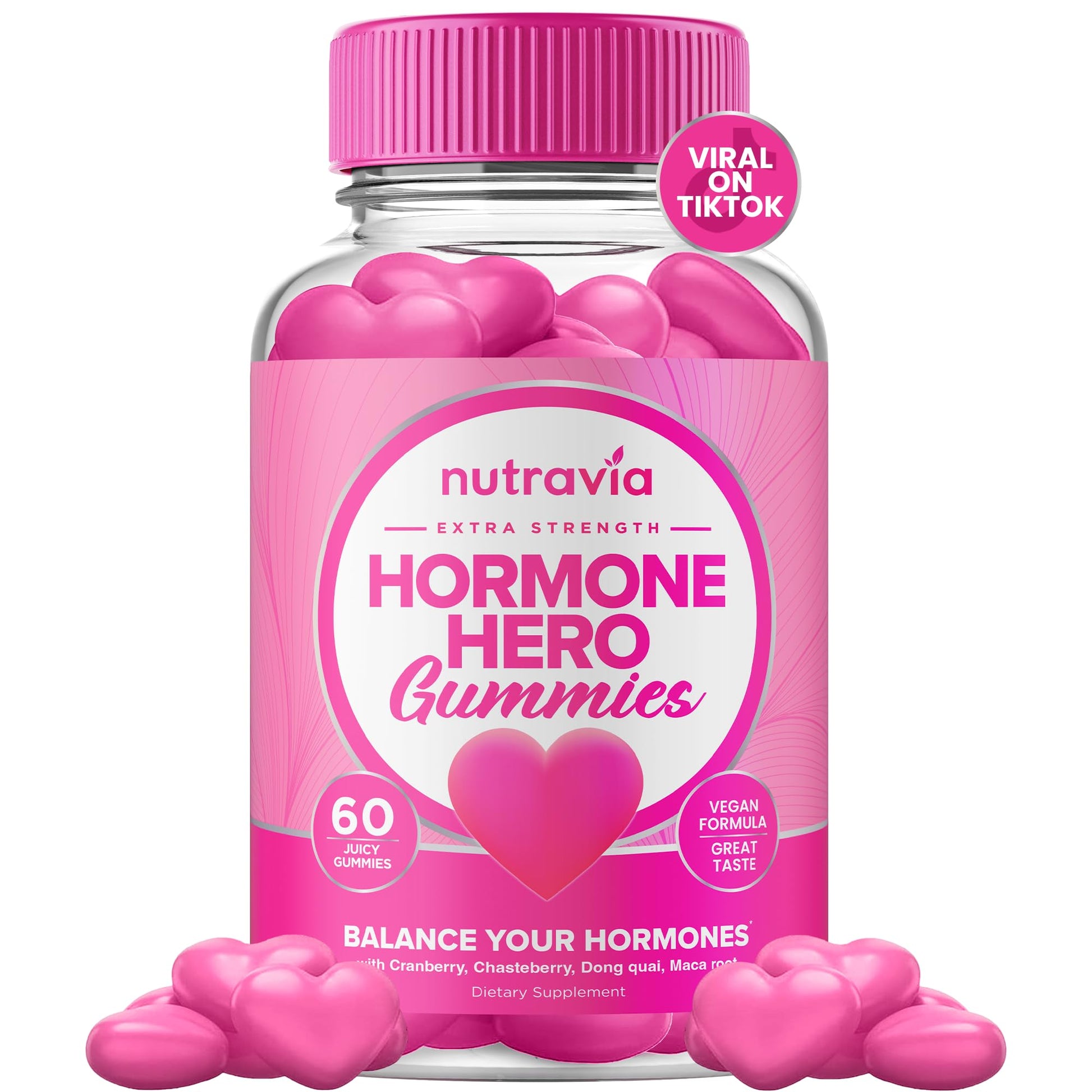 Hormone Balance For Women Gummies + PMS Relief Supplement - Supports Mood Swings, Clear Skin, Reduced Cramps and Bloating - Hormonal PMS Gummies PCOS Vitamin with Cranberry, Dong Quai (60 Gummies) Nutravia buy supplements canada