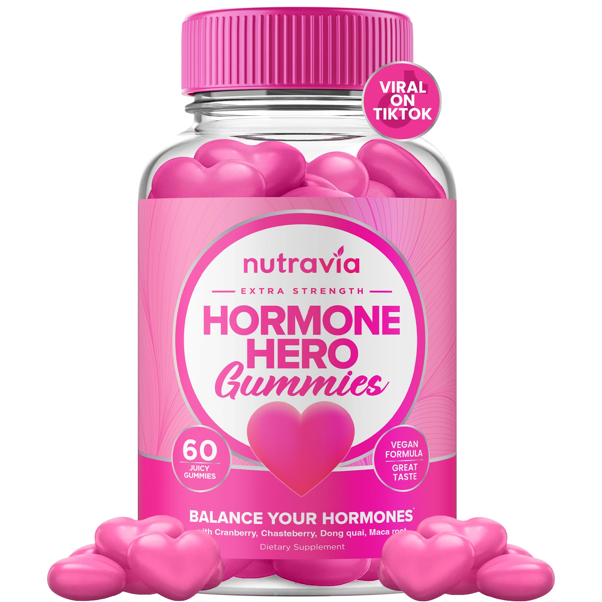 Hormone Balance For Women Gummies + PMS Relief Supplement - Supports Mood Swings, Clear Skin, Reduced Cramps and Bloating - Hormonal PMS Gummies PCOS Vitamin with Cranberry, Dong Quai (60 Gummies) Nutravia buy supplements canada