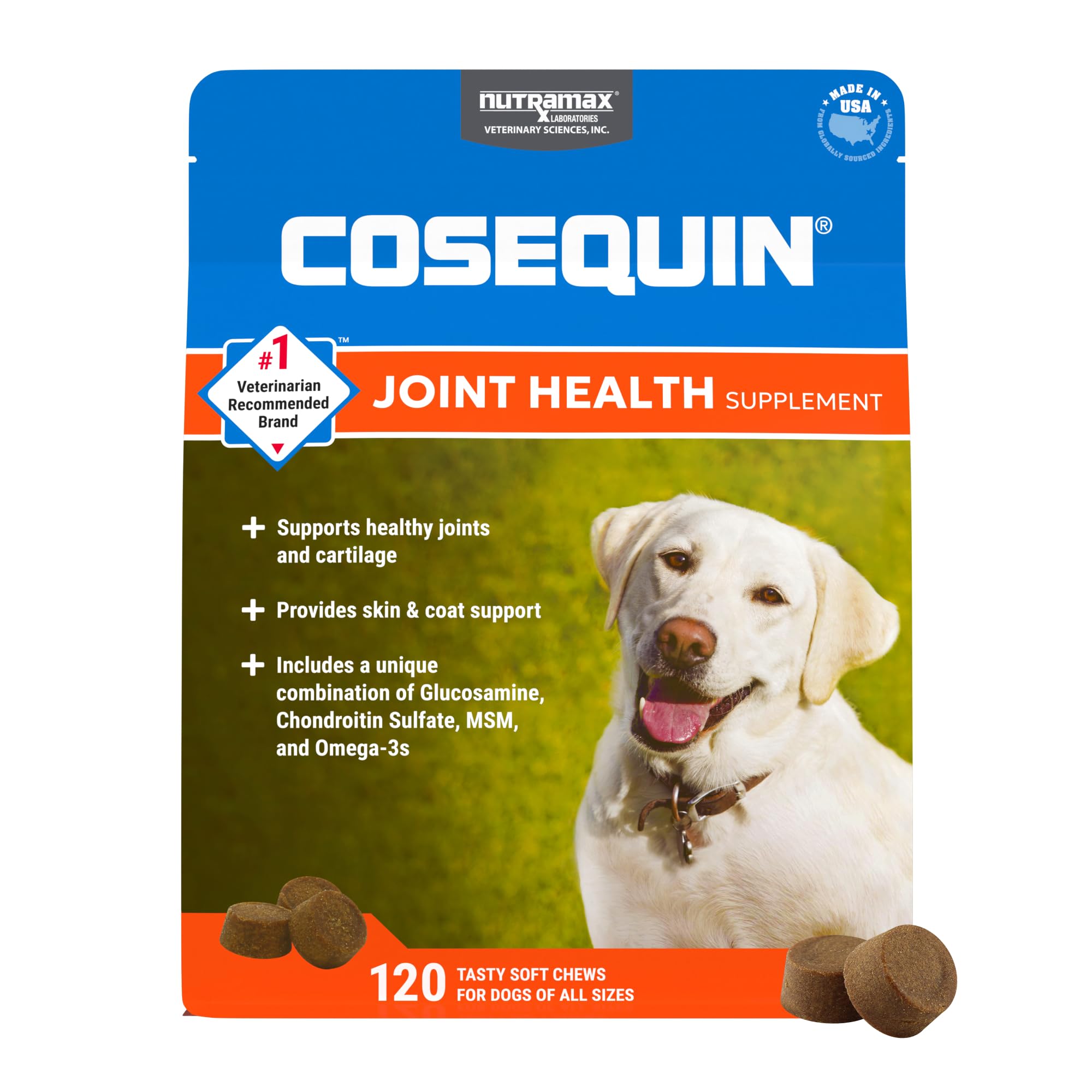 Nutramax Cosequin for Dogs Joint Health Supplement, Contains Glucosamine, Plus Chondroitin, MSM and Omega-3s, Supports Joint and Skin and Coat Health, Soft Chews, 120 Count Nutramax Laboratories buy supplements canada