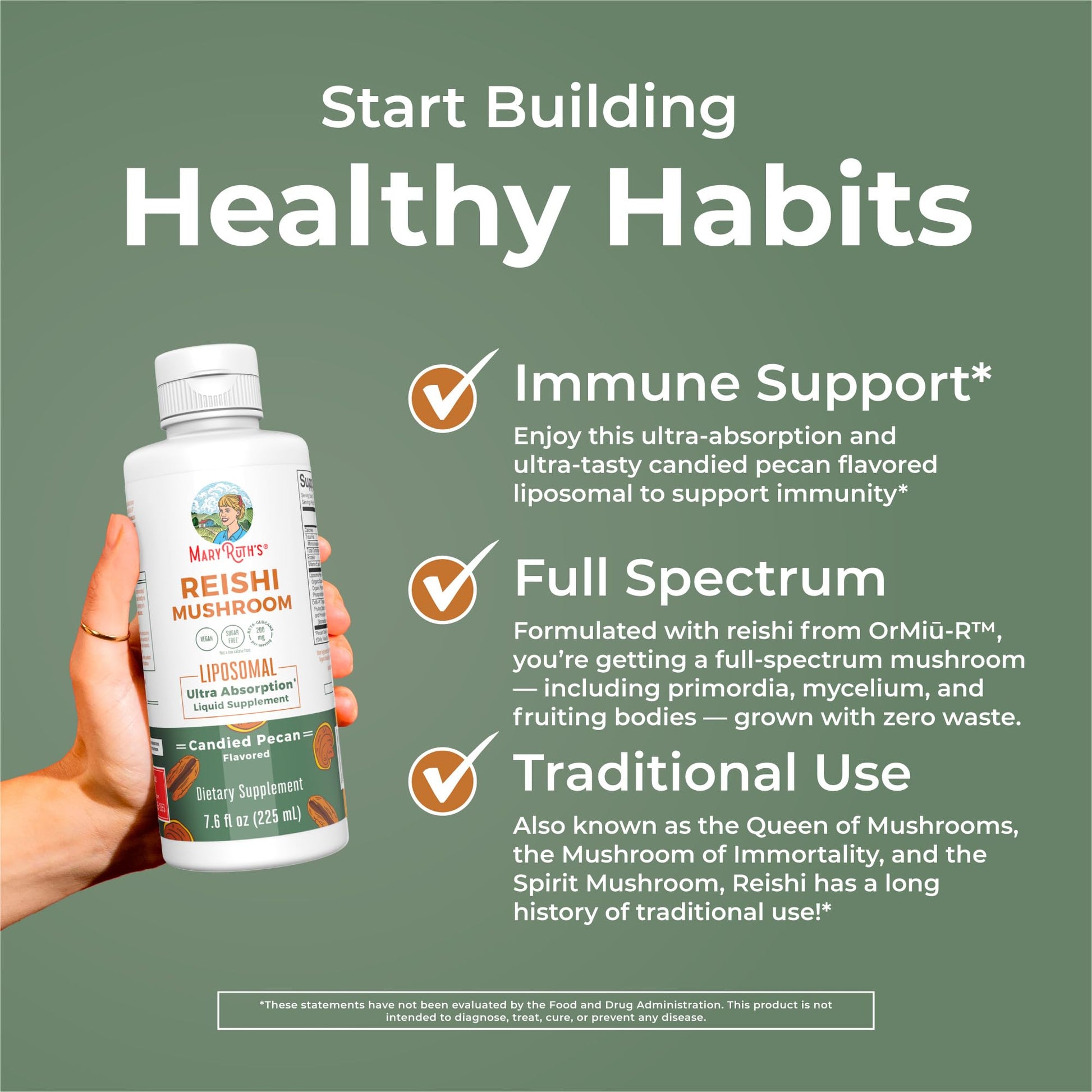 MaryRuth Organics Reishi Vegan Mushroom Supplement | Ultra Absorption Liposomal | Immune Support with 200mg Beta-Glucans, Vegan |Full Spectrum Reishi Mushrooms Fruiting Body | 7.6 oz, MARYRUTH'S buy supplements canada