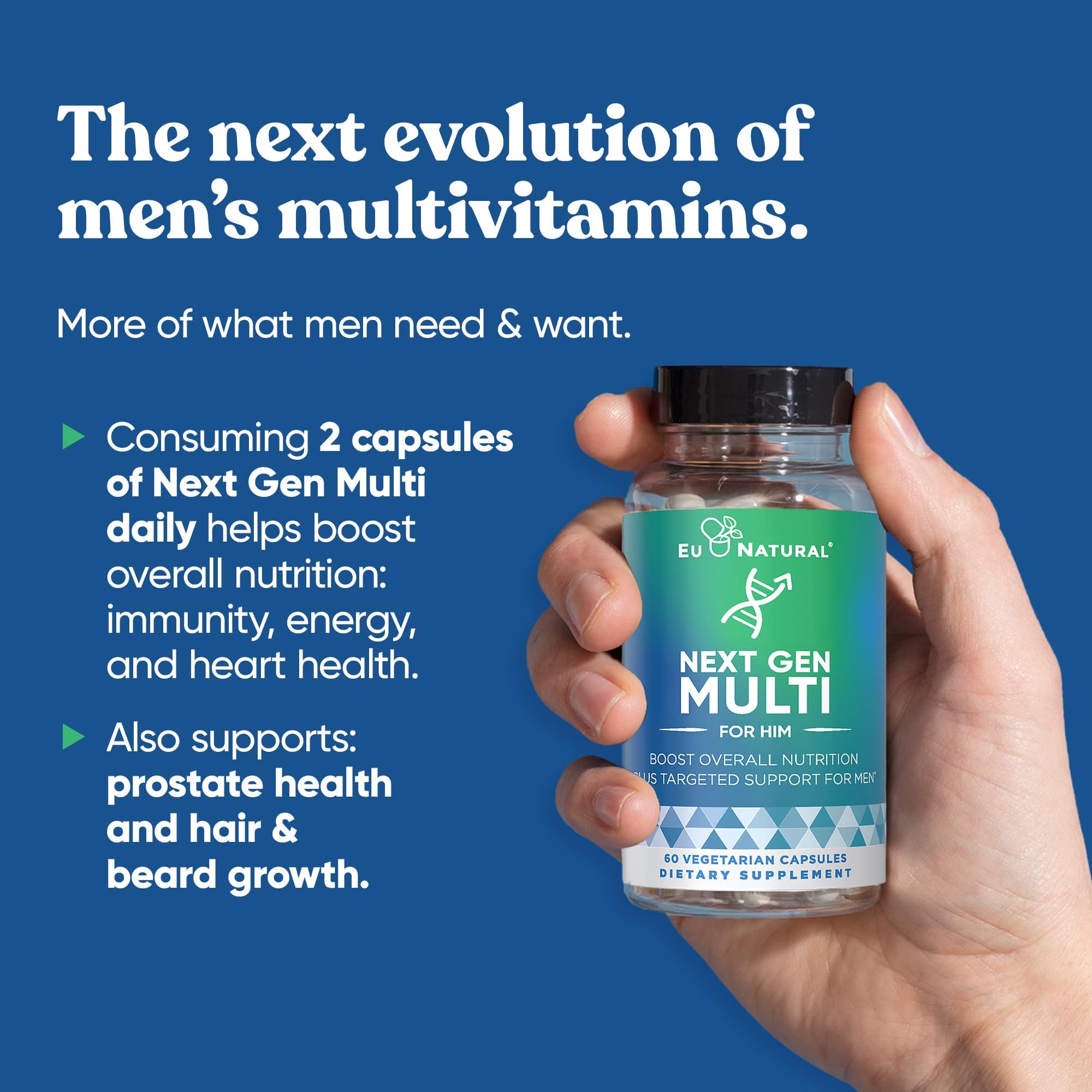 Next Gen Multi for Him Advanced Men’s Multivitamin Supplement - 26-in-1 Multiblend for Beard & Hair Growth, Men’s Reproductive Health, Metabolism, Heart, Skin, Eu Natural buy supplements canada