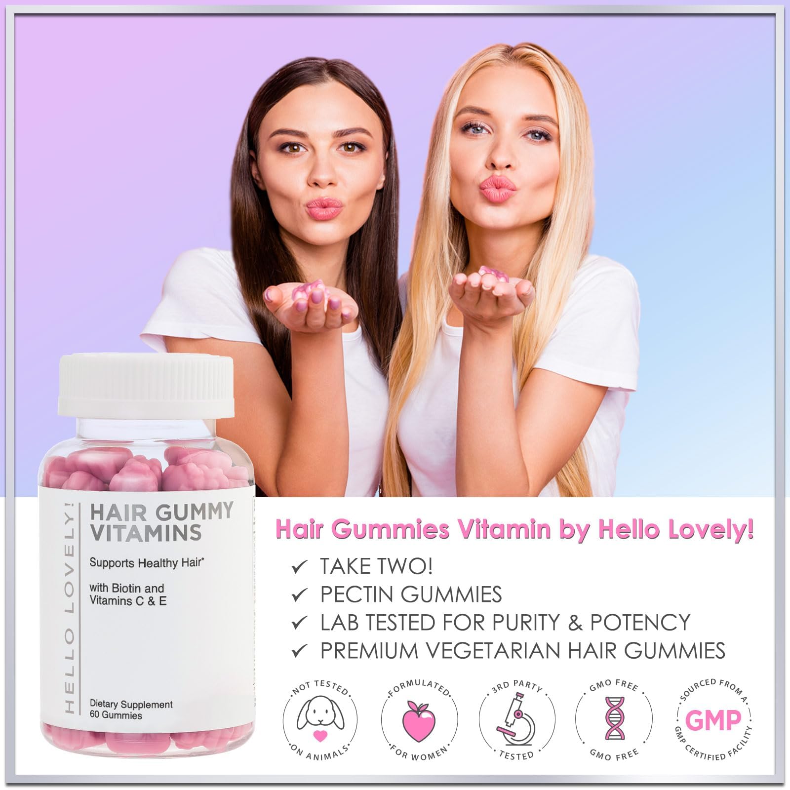 Hello Lovely! Hair Vitamins Gummies with Biotin 5000 mcg Vitamin E & C Support Hair Growt Hello Lovely! buy supplements canada