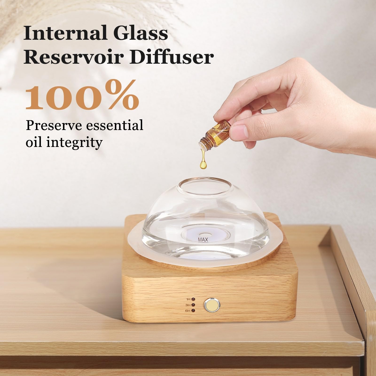 Lecdura Glass Essential Oil Diffuser with Glass Reservoir & Wood Base - Plastic Free, 200ml Lock Lecdura buy supplements canada