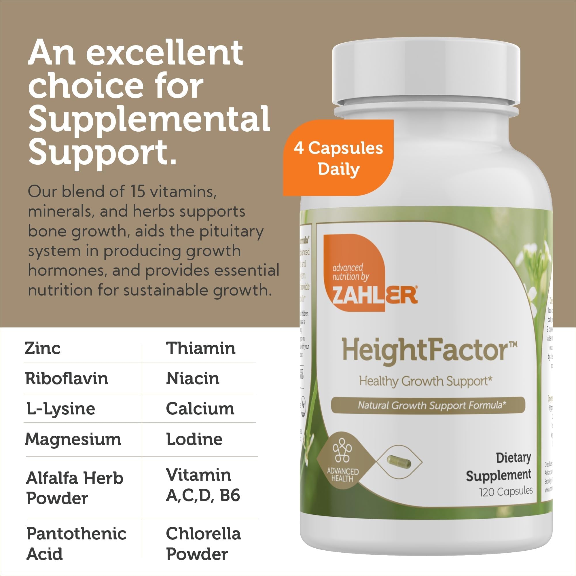 Zahler - Height Factor Healthy Growth Support Vitamin & Mineral Capsules (120 Count) - Kosher Height & Growth Supplement for Kids, Teens & Young Adults - Grow Taller Growth Hormone Support Nutrients Zahler buy supplements canada