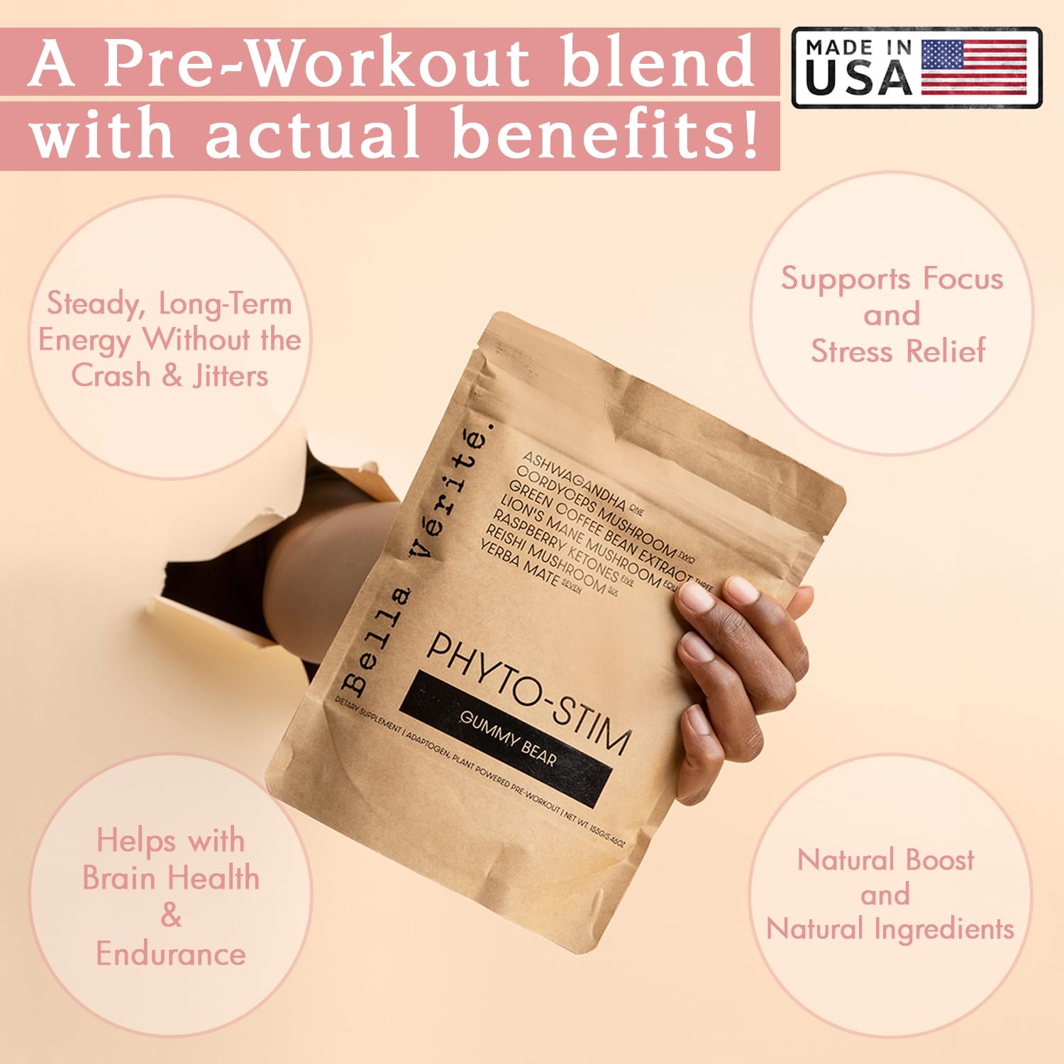 Bella Vérité Phyto Stim | Natural Pre Workout Powder | Yerba Mate and Ashwagandha Bella Vérité. buy supplements canada