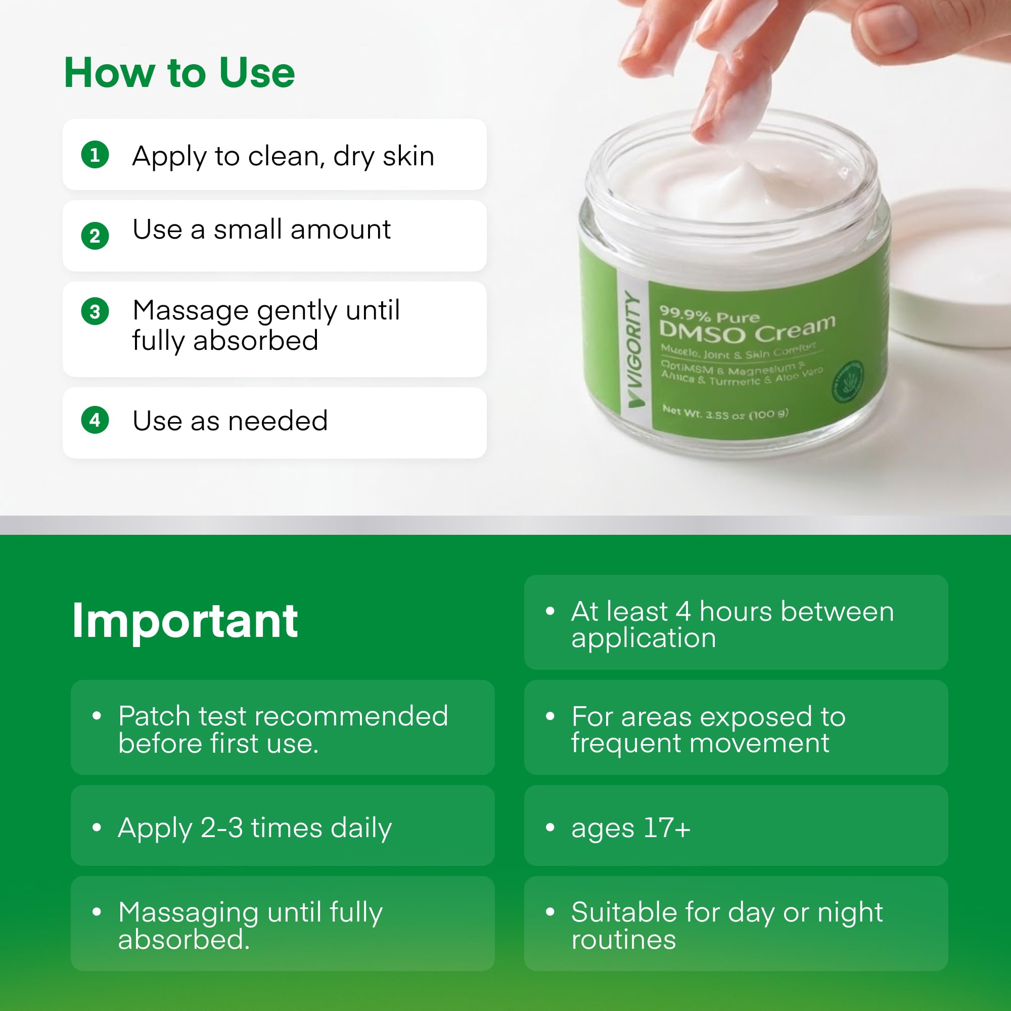 Vigority DMSO Cream 99.9% Pure for Topical Joint, Muscle Comfort - DMSO Pharmaceutical Grade Cream with Arnica, Magnesium, Turmeric, OptiMSM, Aloe Vera 2 Pack Vigority buy supplements canada