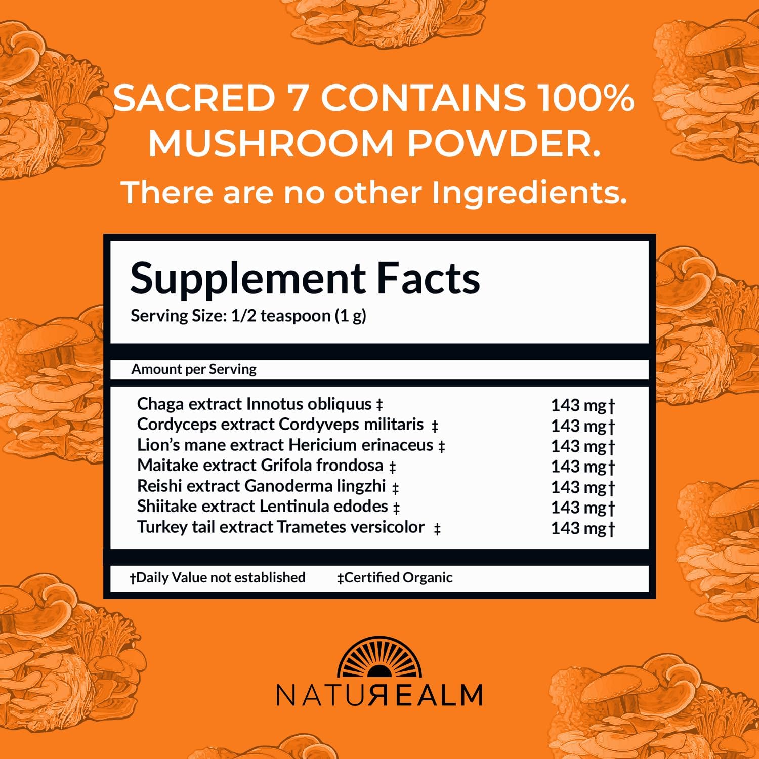 Naturealm Sacred 7 Mushroom Extract Powder - USDA Organic - Lion's Mane, Reishi Naturealm buy supplements canada