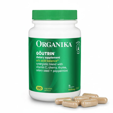 Organika Goutrin Uric Acid Flush for Gout (120 Caps): Gentle Gout Support with Cherry, Thyme, Celery Seed, Peppermint, & VIT C: Clean & Vegan Gout Supplements for Men & Women - Metabolism & Mobility Organika buy supplements canada