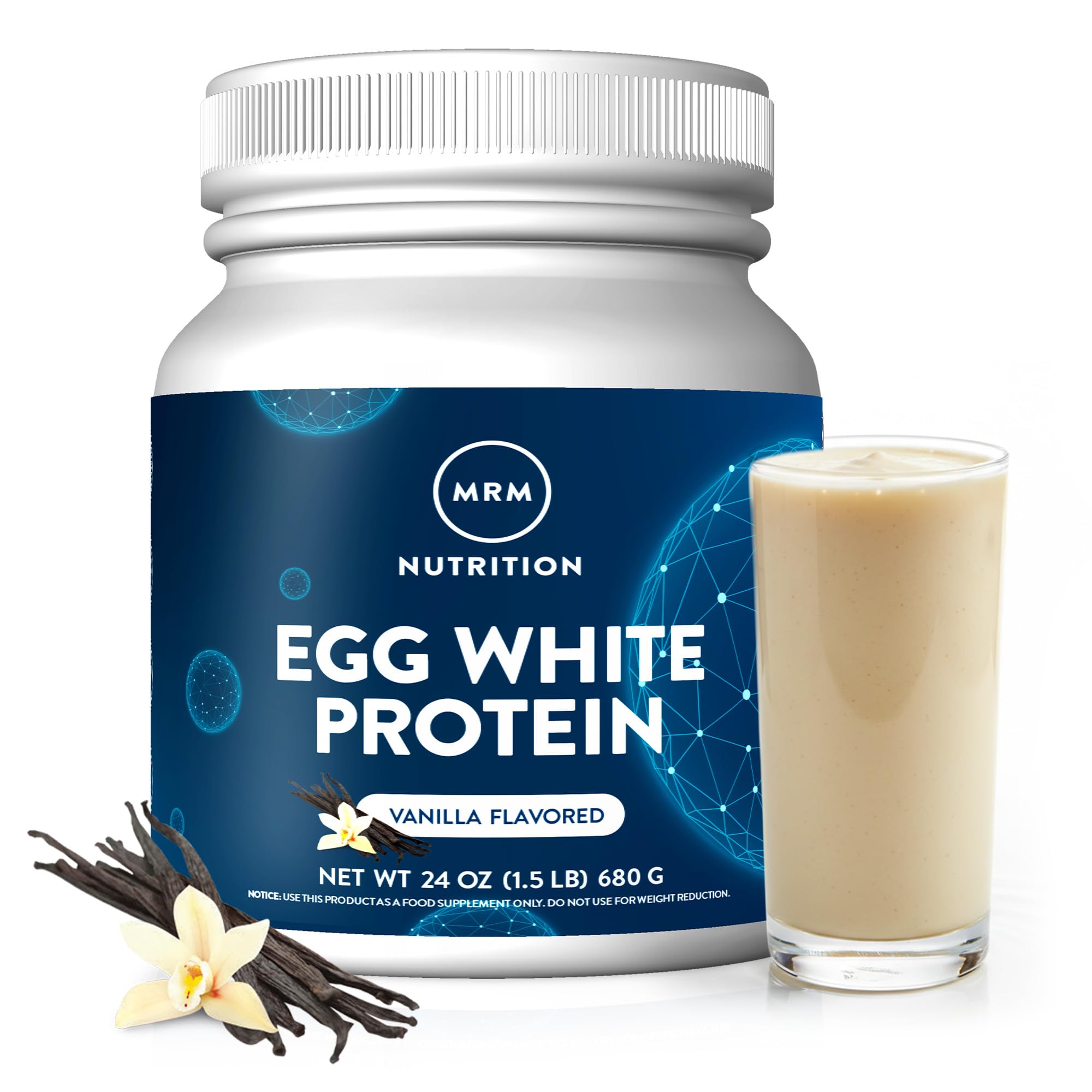 MRM Nutrition Egg White Protein - Sugar Free Vanilla Flavored Powder, 23g Fat-Free Protein with Digestive Enzymes, Free of Dairy, Gluten, and Soy, High Biological Value - 20 Servings MRM buy supplements canada