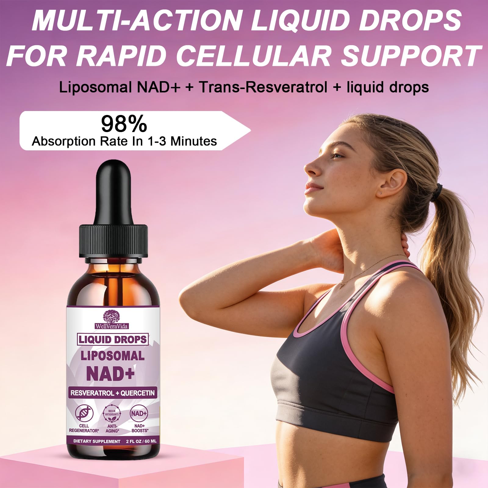 NAD+ Supplements for Men & Women, Extra Strength NMN Alternative Liposomal Nad⁺ Supplement with Resveratrol Quercetin for Cellular Energy & NAD+ Levels, Fast Absorption Liquid NAD Plus丨NON-GMO, 2Fl Oz WellVeraVida buy supplements canada