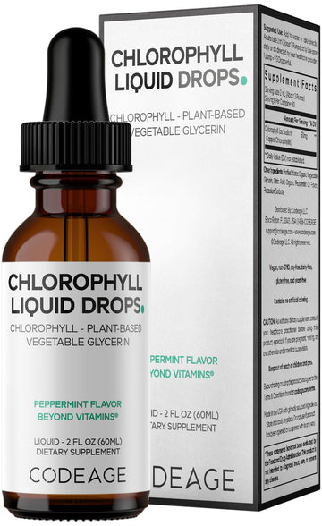 Codeage Chlorophyll Liquid Drops Supplement - Vegan Chlorophyll 50 mg per Serving, Organic Peppermint Flavor Clorofila Drink - Non-GMO, Gluten-Free, Vegan - 2 fl oz Codeage buy supplements canada