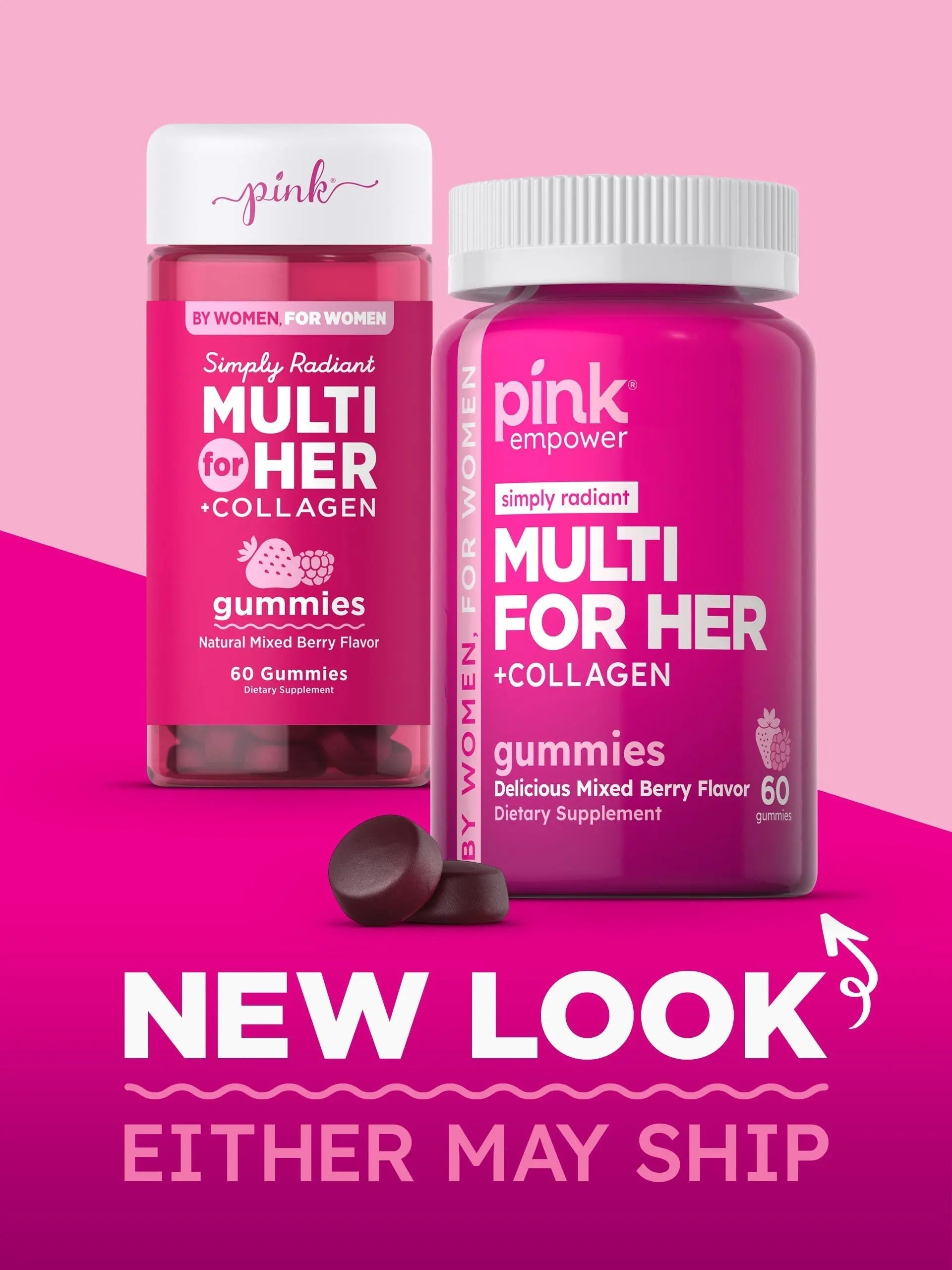 PINK Multivitamin Gummies for Women | Non-GMO & Gluten Free | Plus Collagen & Biotin | Mixed Berry Flavor PINK buy supplements canada