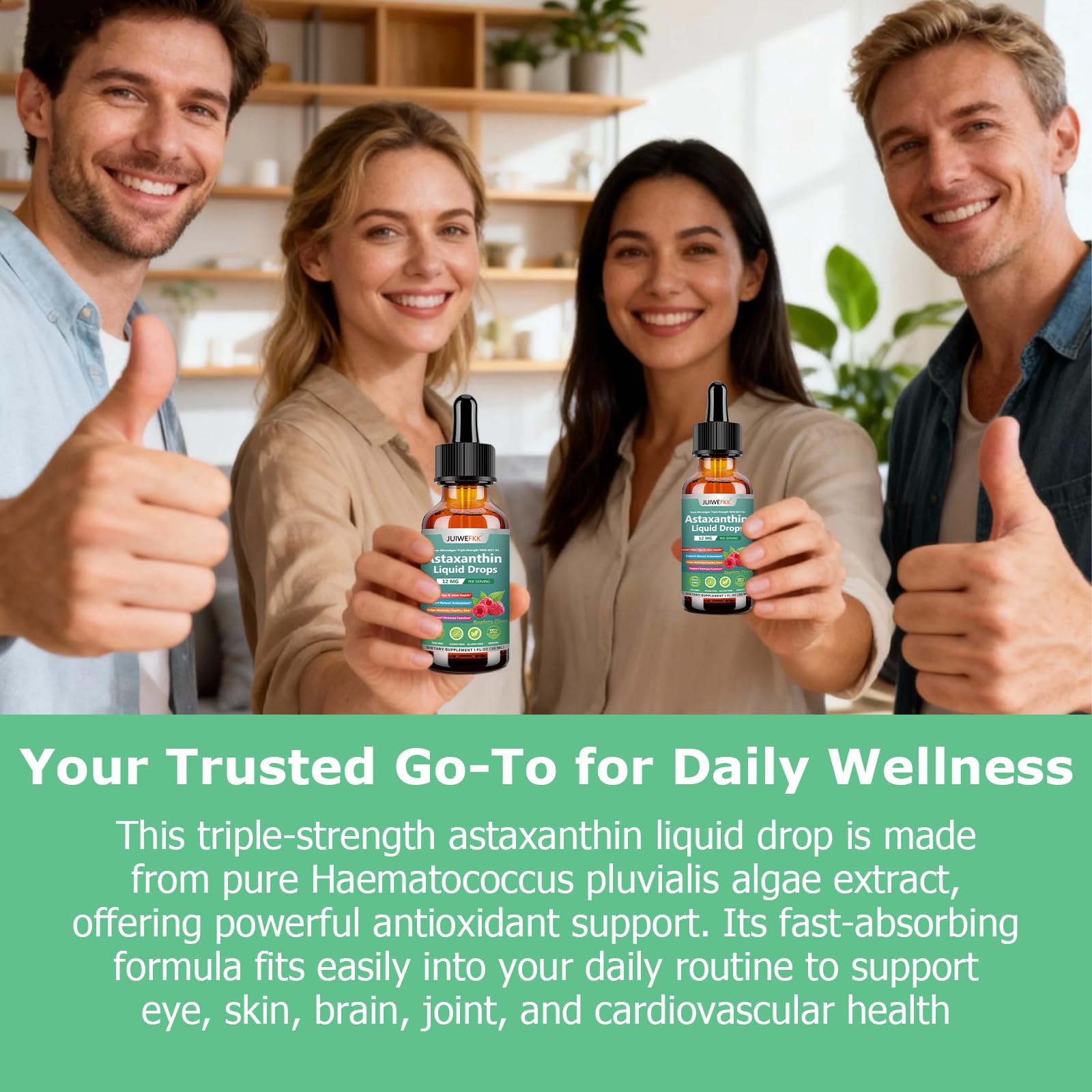JUIWEFKK Astaxanthin Supplement 12mg Liquid Drops, Premium Natural Astaxanthin Antioxidant from Fresh Microalgae Source w. Mct Oi for Eye Immune Joint Skin Health, Liquid Formula for Max Absorption JUIWEFKK buy supplements canada