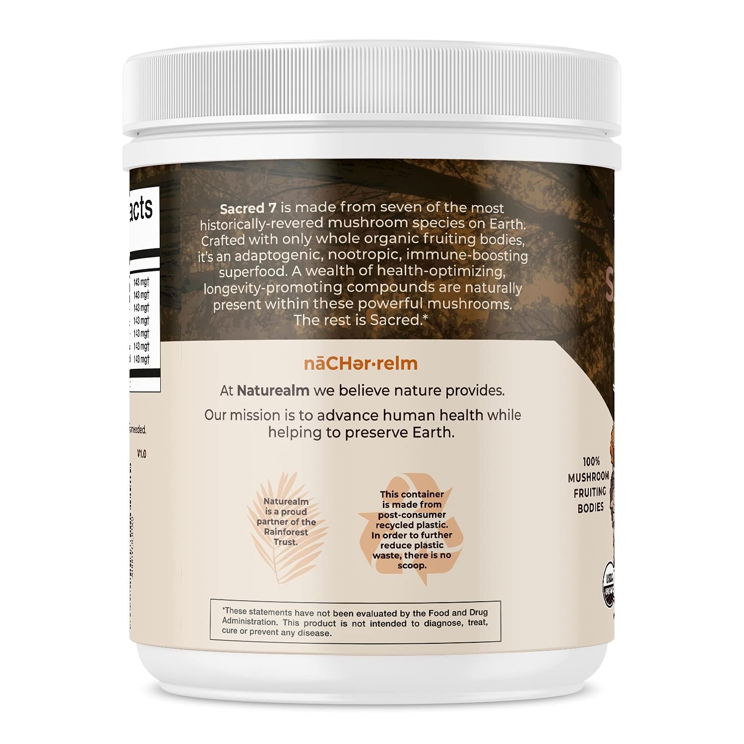 Naturealm Sacred 7 Mushroom Extract Powder - USDA Organic - Lion's Mane, Reishi Naturealm buy supplements canada