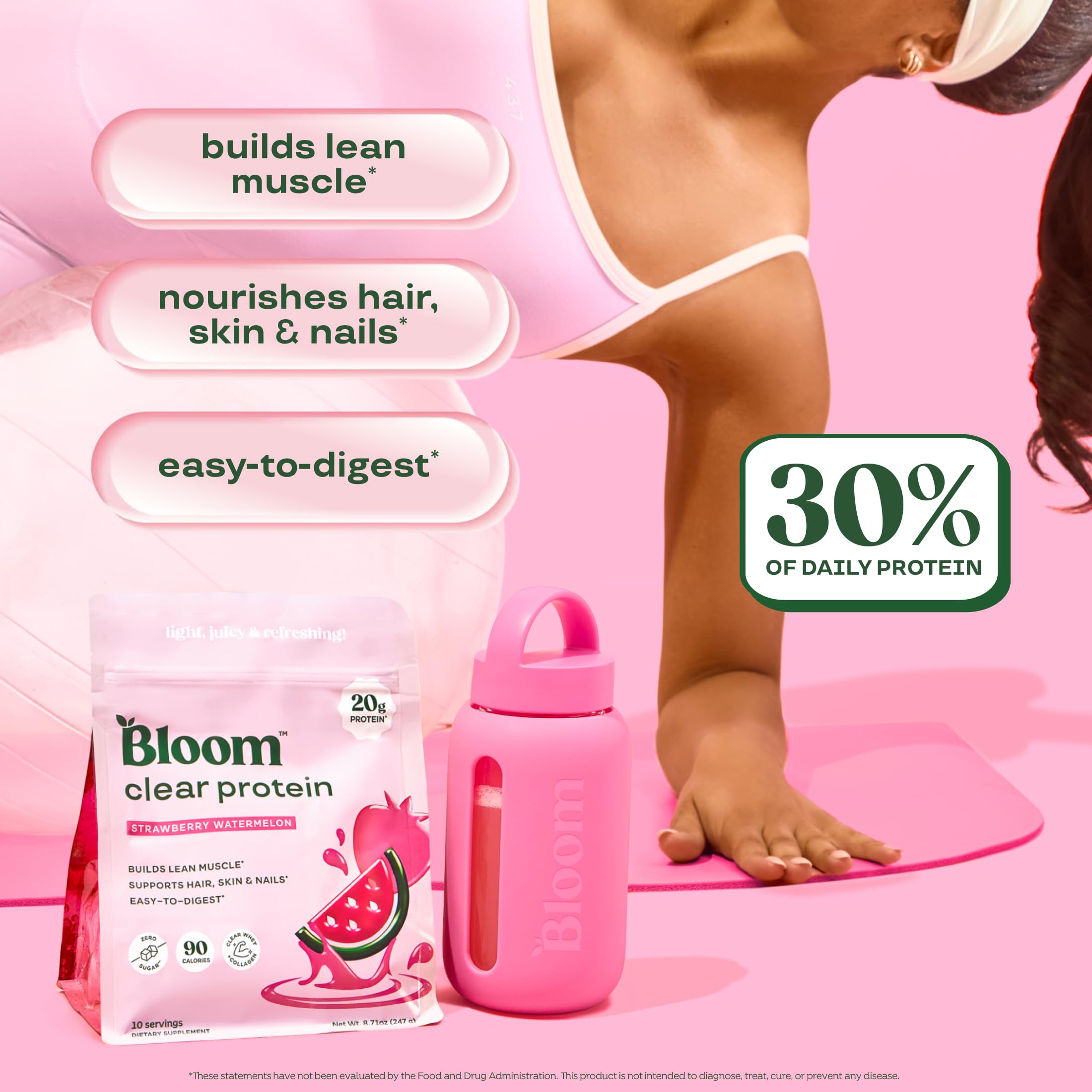 Bloom Clear Protein, Whey Protein Isolate with Collagen Peptides and Digestive Enzymes, 20g Protein, Sugar Free Post Workout Drink Mix, 90 Calories, Bloom Nutrition buy supplements canada