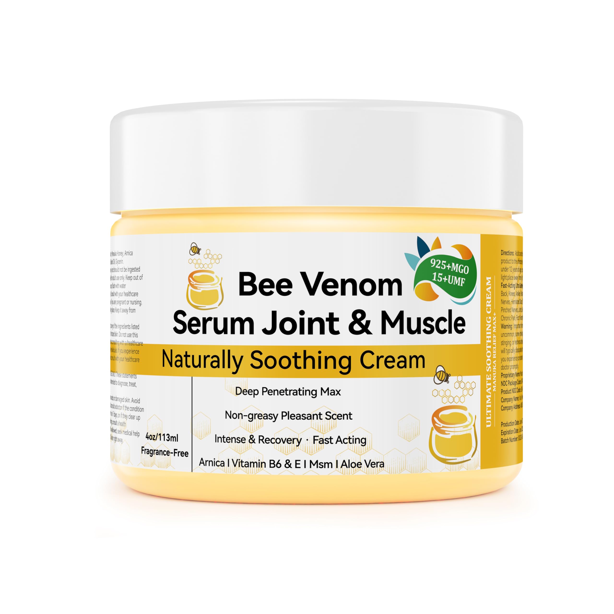 DRUOUO Natural Organic NZL Bee Venom Professional Serum Care, Joint & Muscle & Bone Cream Gel - for Back, Neck, Hand, Foot, Knee, Muscle, Shoulder, Hip, Nerve, Vitamin B6, Aloe Vera, Adult, Elderly DRUOUO buy supplements canada