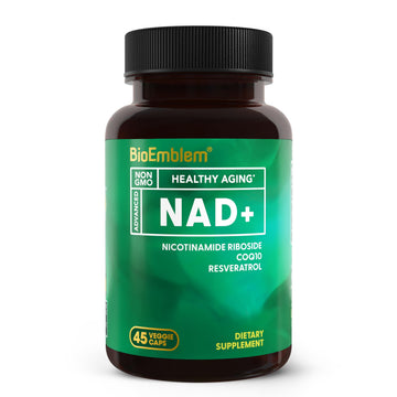 BioEmblem NAD+ Supplement | 300 mg Nicotinamide Riboside with CoQ10 & Resveratrol | Supports Healthy Aging, Cellular Energy and Cognitive Function | Non-GMO, Gluten Free - 45 Capsules BioEmblem buy supplements canada