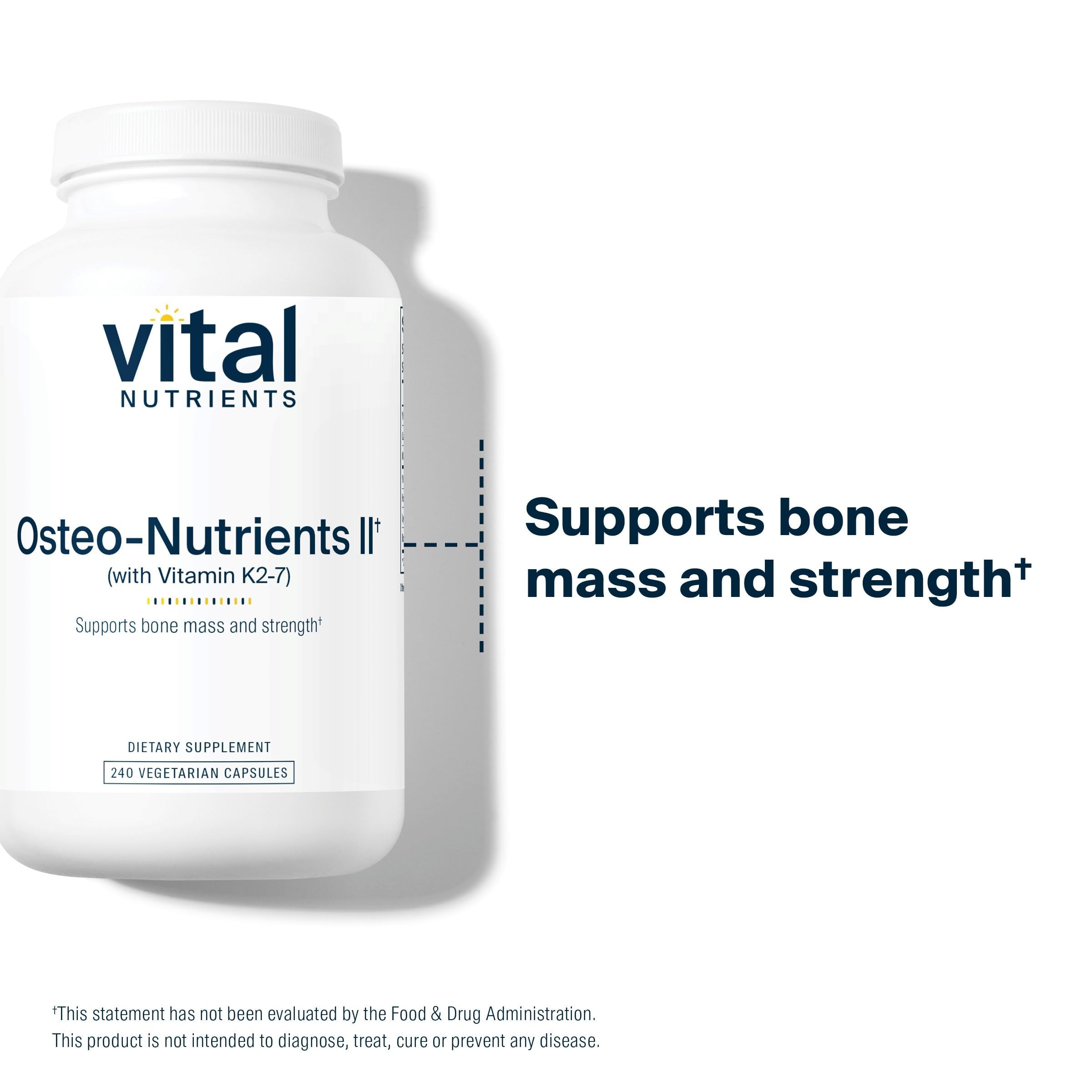 Vital Nutrients Osteo-Nutrients II - Vitamin K2 + D3, Calcium, Boron, and Magnesium for Bone Strength* - Healthy Heart Support - Vegetarian Supplement - Gluten, Dairy, Soy Free - 240 Capsules Vital Nutrients buy supplements canada