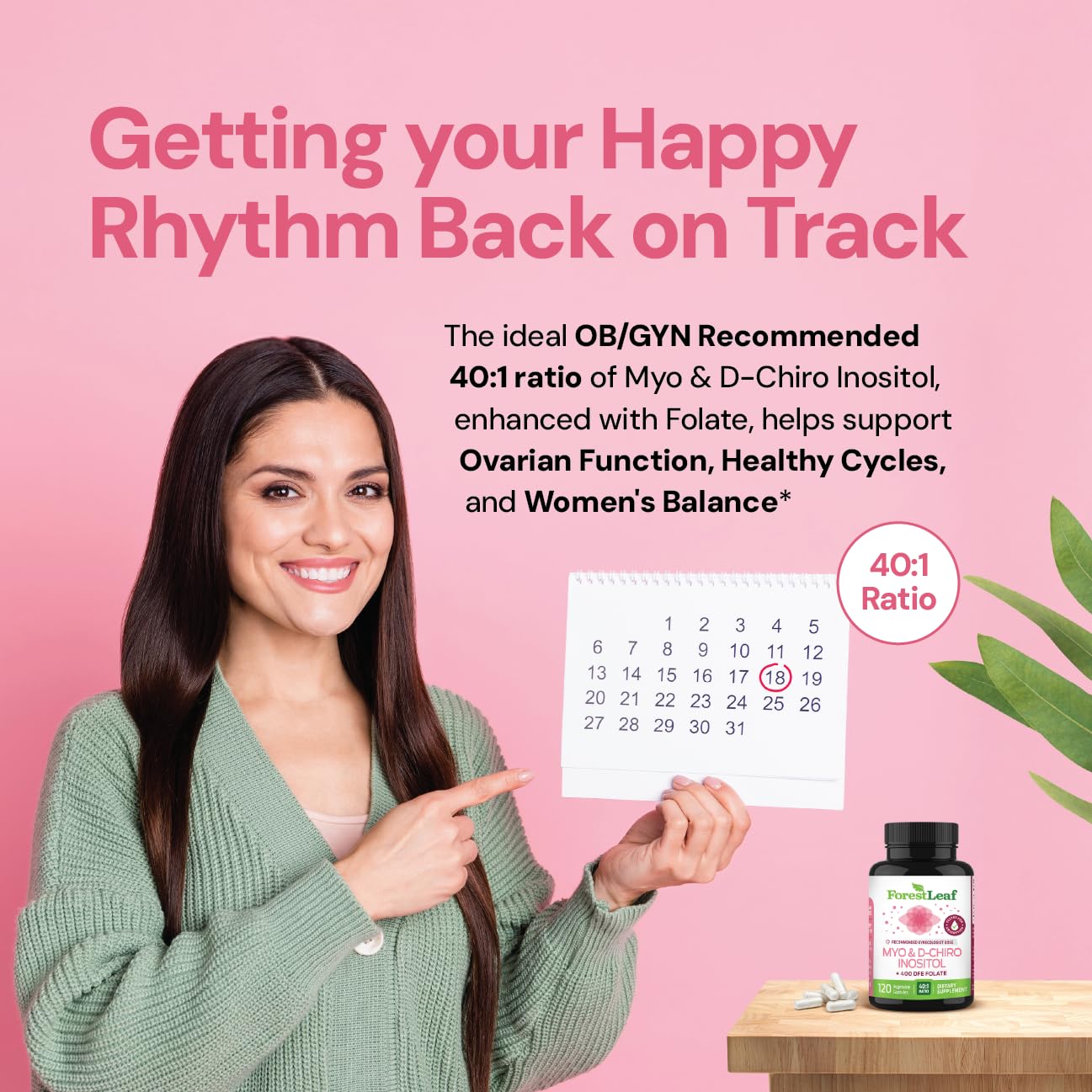 Myo-Inositol & D-Chiro Inositol Supplement for Women's Health | Fertility Supplements Women | Inositol 40:1 Ratio Support Ovarian Function & Healthy Hormone Balance Women | 2050mg | 120 Powder Caps ForestLeaf buy supplements canada