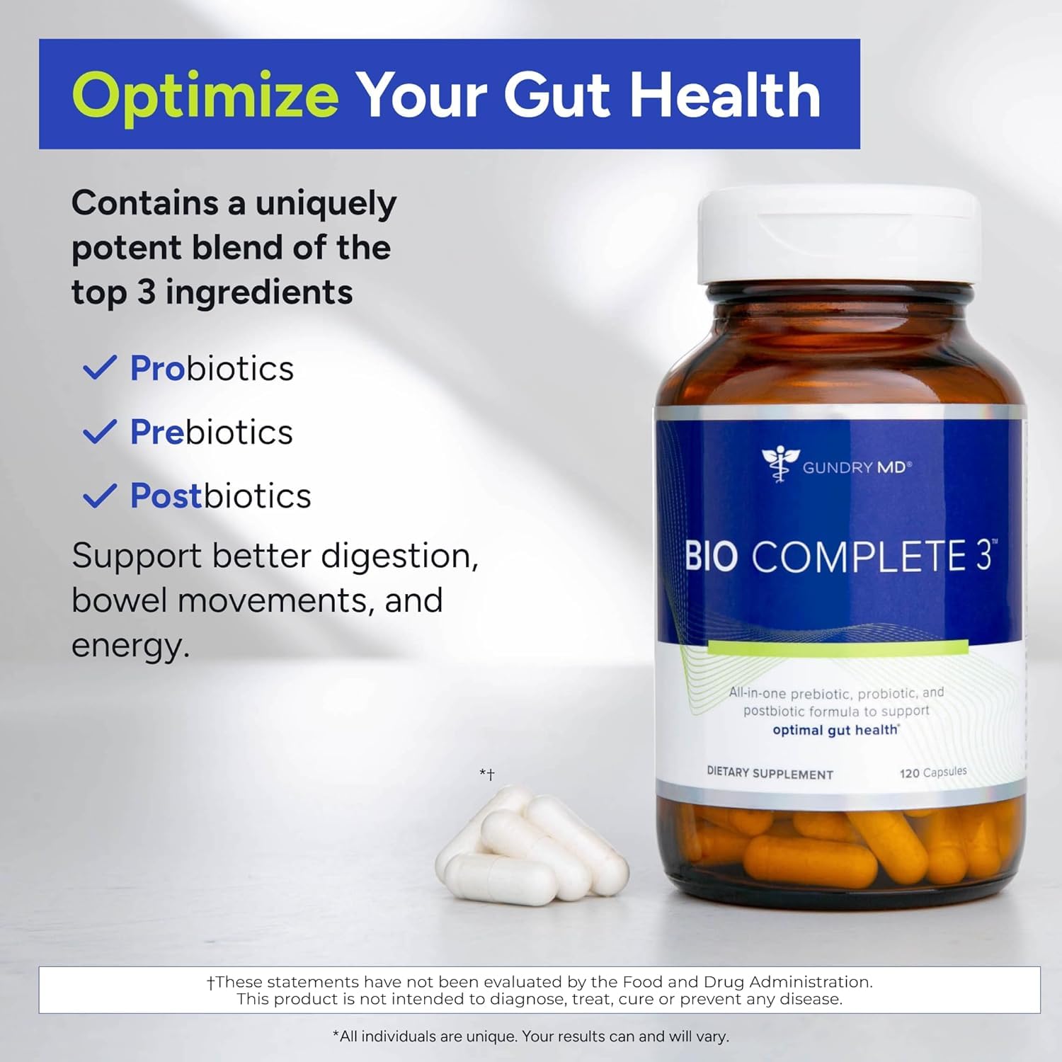 Gundry MD® Bio Complete 3 - Prebiotic, Probiotic, Postbiotic to Support Optimal Gut Health, 30 Day Supply (90 Day Supply) Gundry MD buy supplements canada