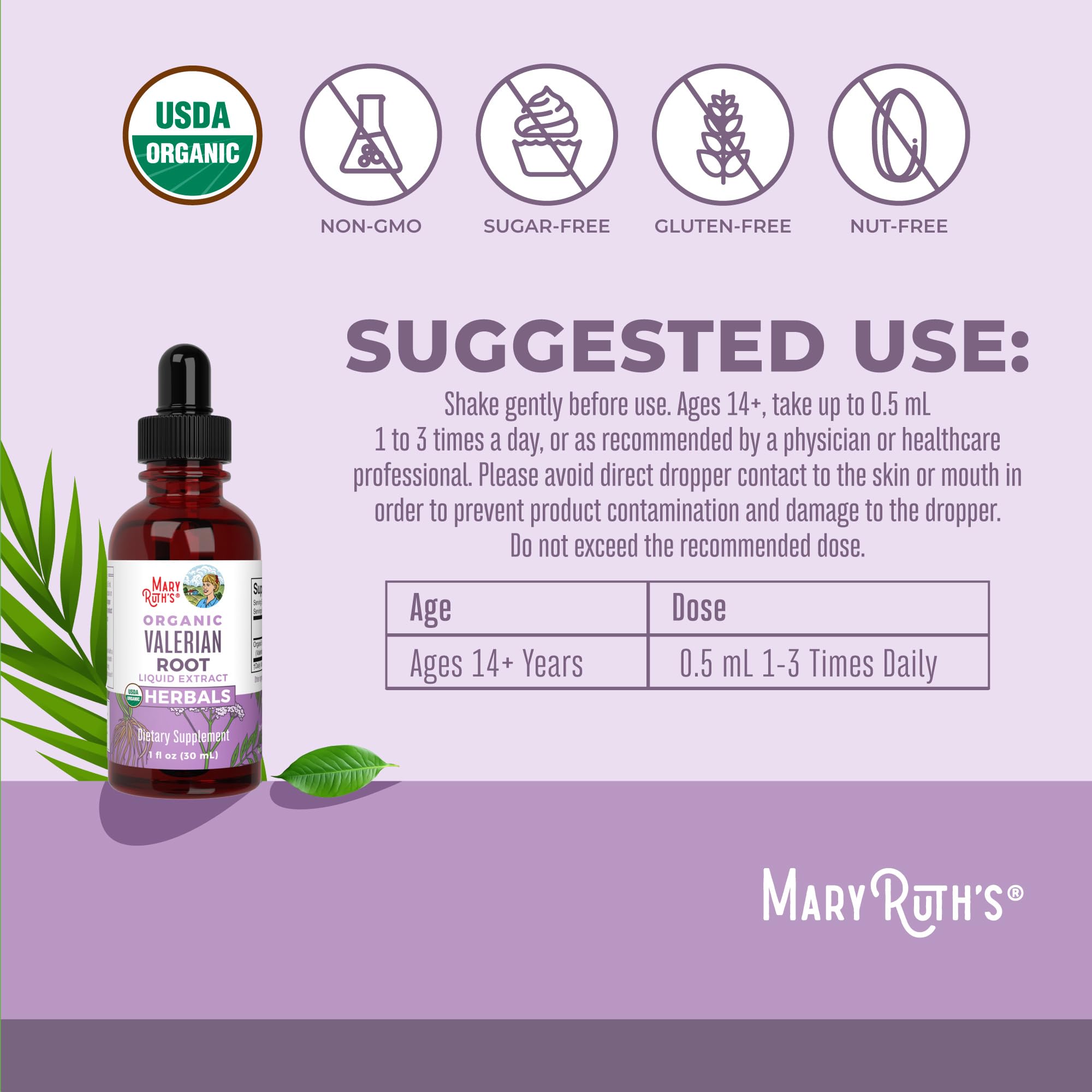 MaryRuth Organics Valerian Root Liquid Drops | 2 Month Supply | Sugar Free | USDA Organic Valerian Root Drops | Support Sleep | Calm and Stress Relief | Vegan | Non-GMO | Gluten Free | 60 Servings MARYRUTH'S buy supplements canada