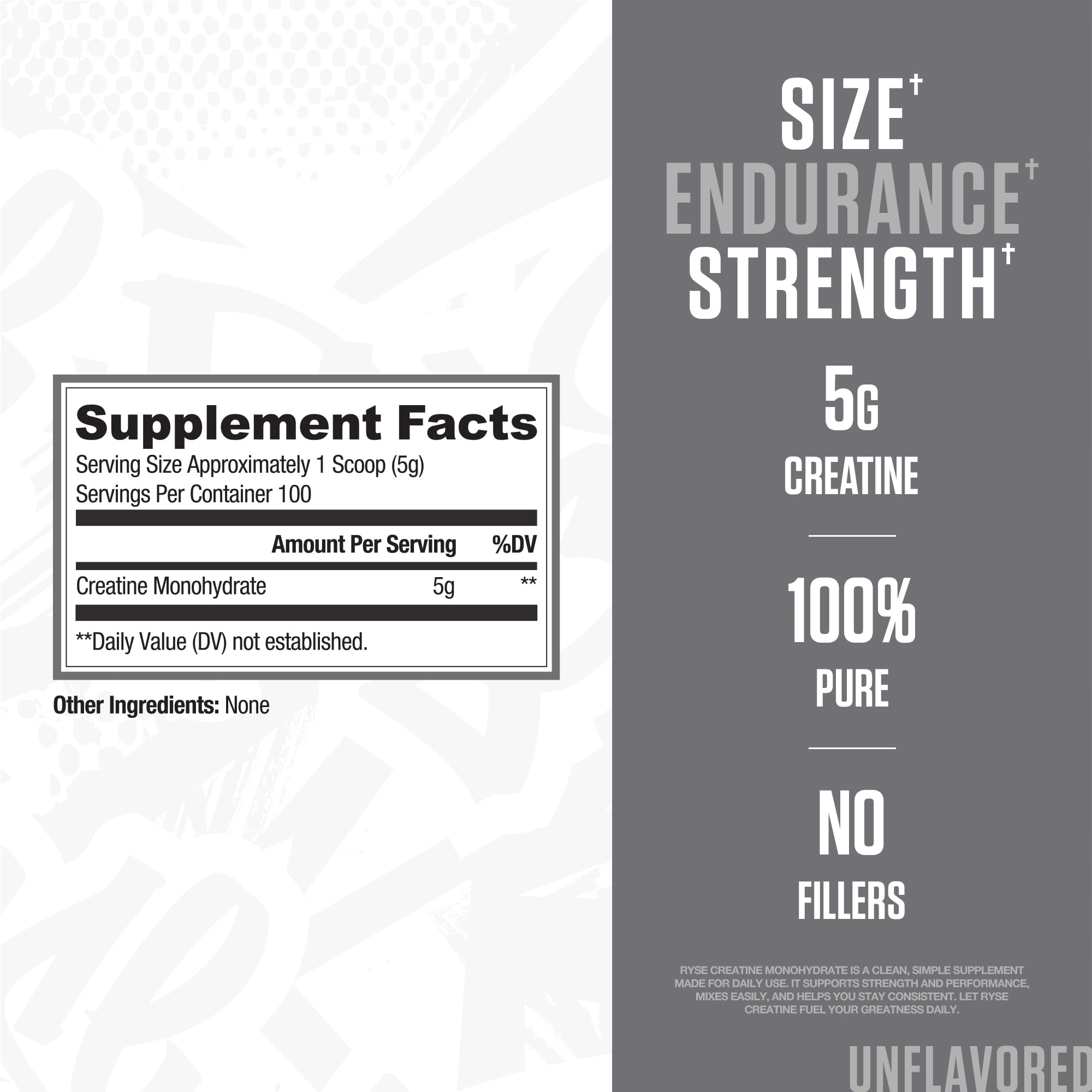 RYSE Creatine Monohydrate Powder - Unflavored - Supports Men & Women Lean Muscle Growth, Strength, Power, and Endurance - Helps Reduce Fatigue and Improve Workout Recovery - 100 Servings. RYSE Up Supplements buy supplements canada