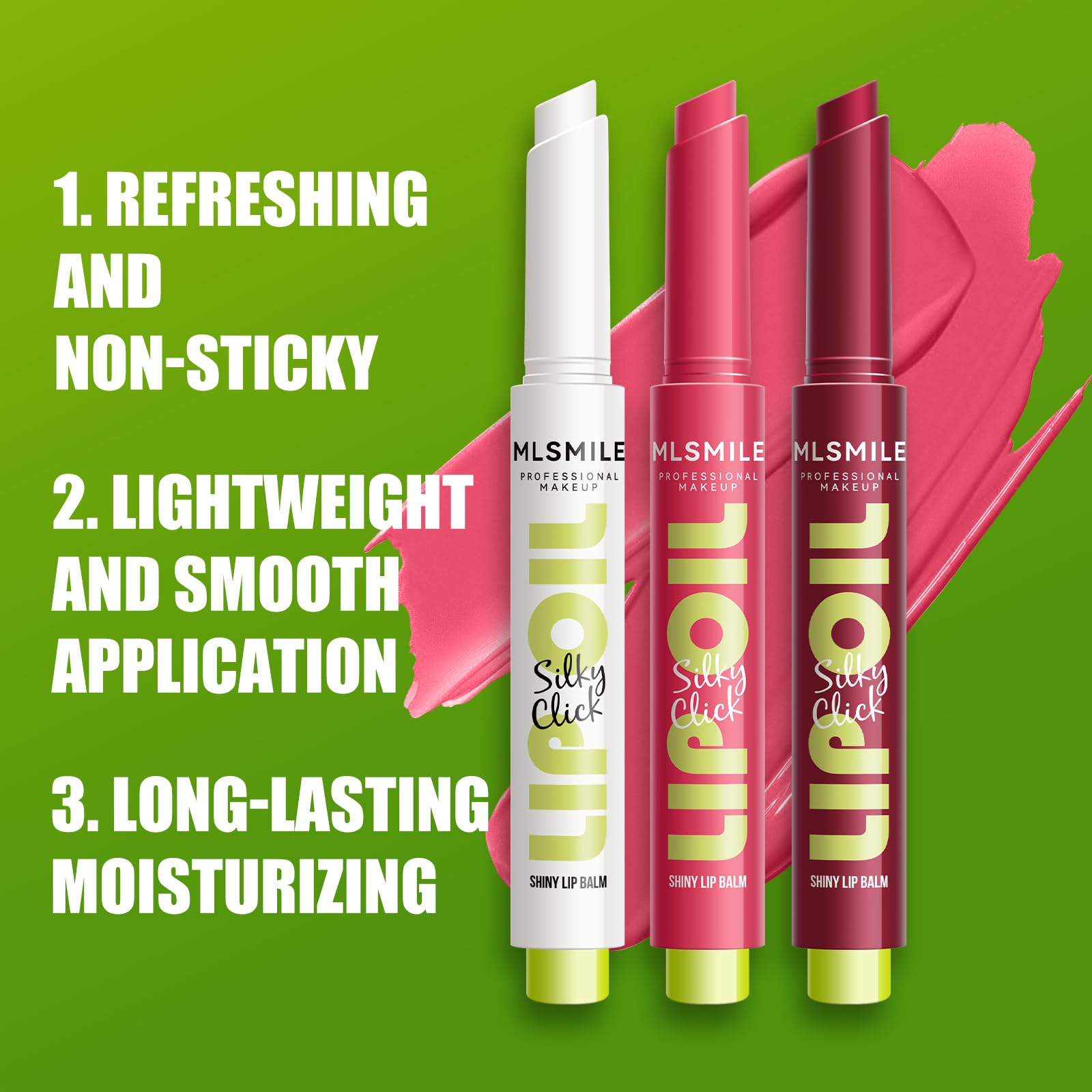 MLSMILE 3 Colors Fat Lip Oil Click Slick,Press Lipstick Set,Moisturizing Lip Balm,High Pigment Glow Lip Oil,Long-lasting,Pigmented Vegan,Lightweight and Glossy Lip Plumper with Coconut Oil-Set A MLSMILE buy supplements canada