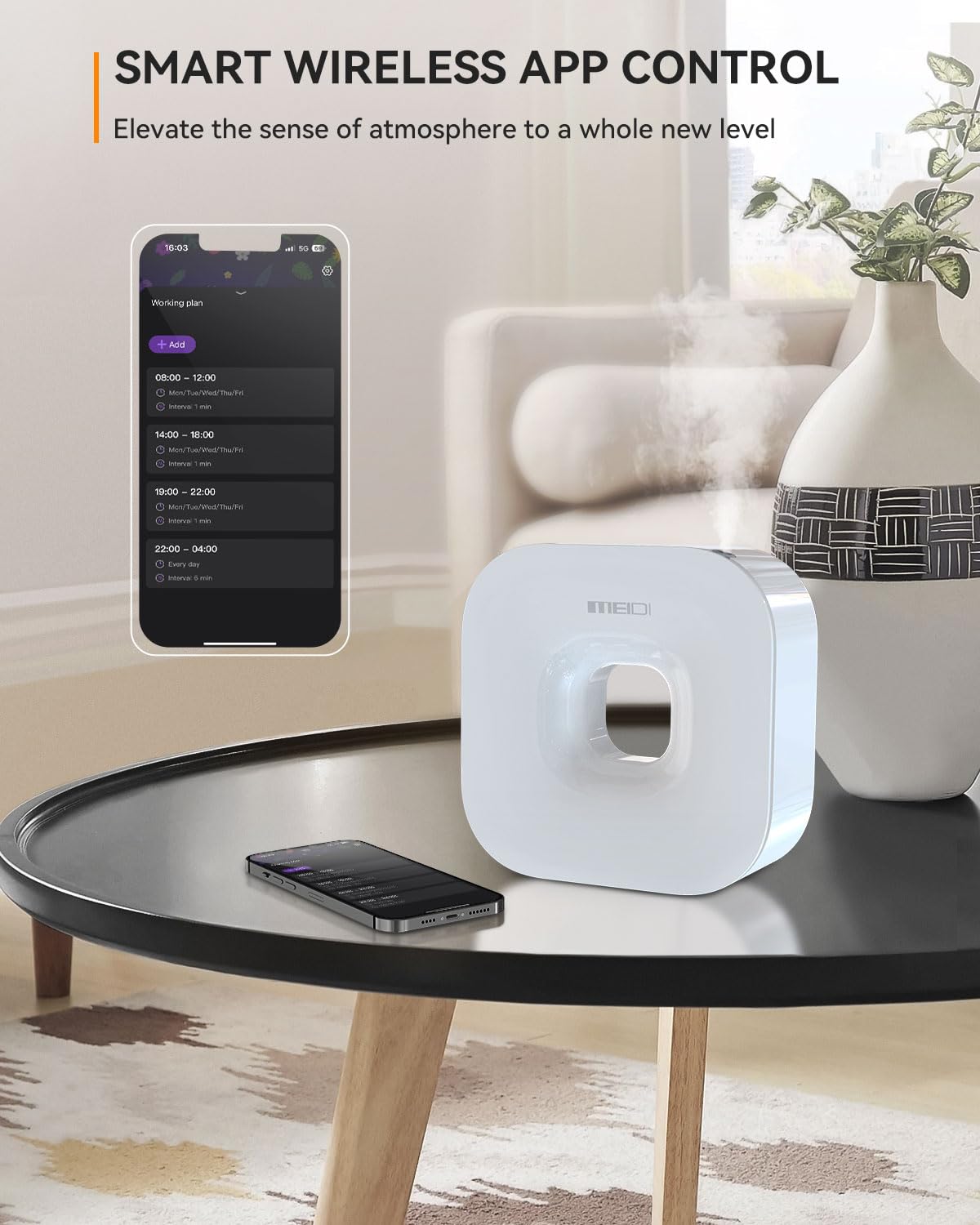 MEIDI Waterless Essential Oil Diffuser - Bluetooth Cordless Aromatherapy Diffuser with App Control MEIDI buy supplements canada