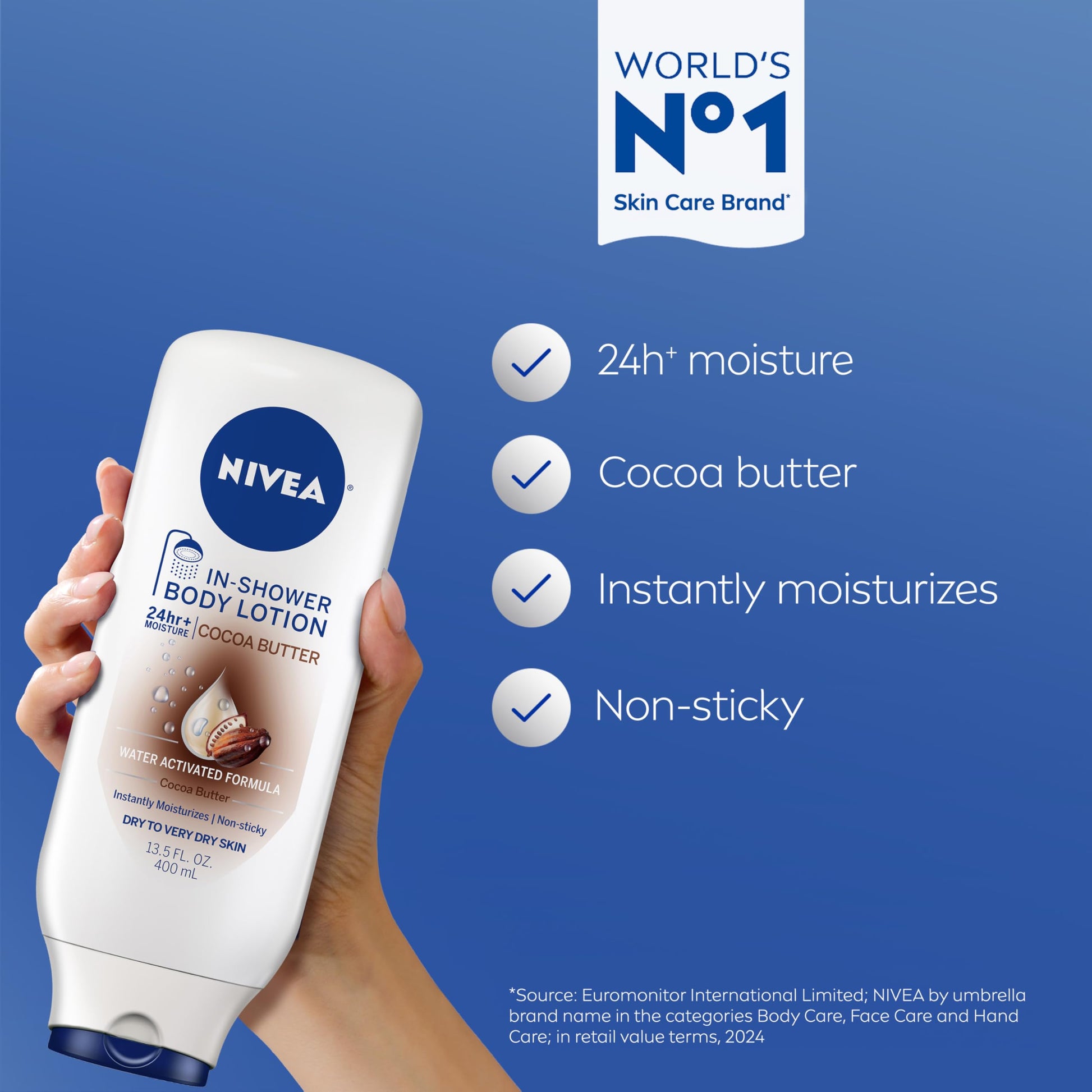 NIVEA Cocoa Butter In Shower Lotion, Water Activated In Shower Moisturizer for Dry Skin to Very Dry Skin, 13.5 FL OZ Bottle NIVEA buy supplements canada