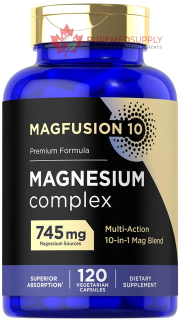 Magfusion-10 Magnesium Complex Supplement 745mg | 120 Capsules | 10 in 1 Blend | Vegetarian, Non-GMO, Gluten Free Magfusion-10 buy supplements canada