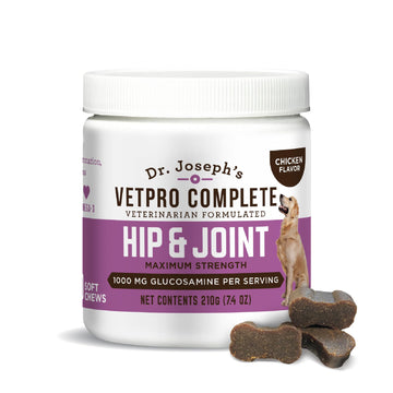 Dr. Joseph's VetPro Complete Dog Hip & Joint Supplement for Arthritis Pain Relief – High-Strength Glucosamine & Chondroitin Chews for Senior Dogs – Vet Formulated Daily Treats, Chicken Flavor, 60 Ct VetPro Complete buy supplements canada