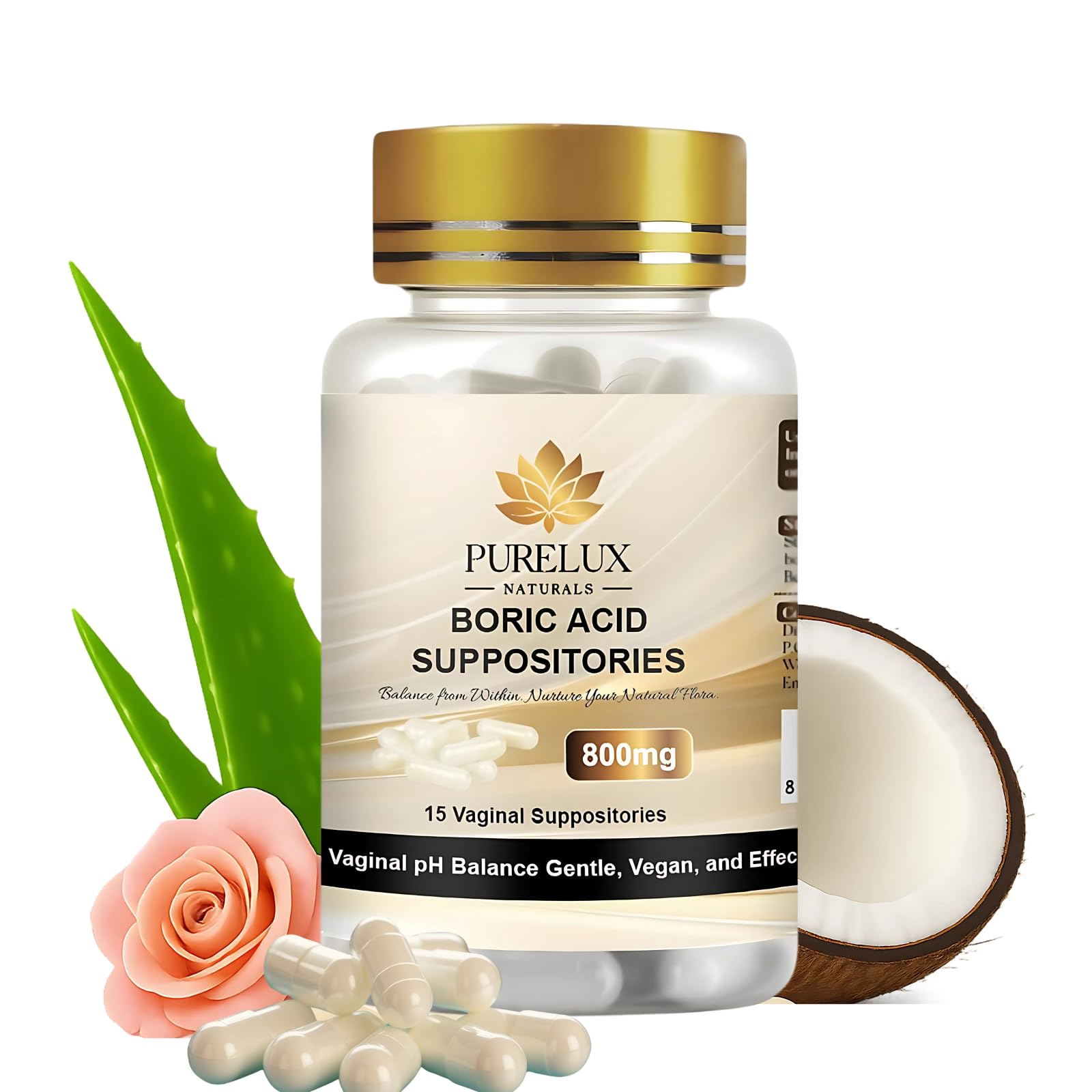PureLux Boric Acid Feminine Wellness Support 800mg Size 000 30 Count Fragrance-Free Personal Care Formula PureLux Naturals buy supplements canada