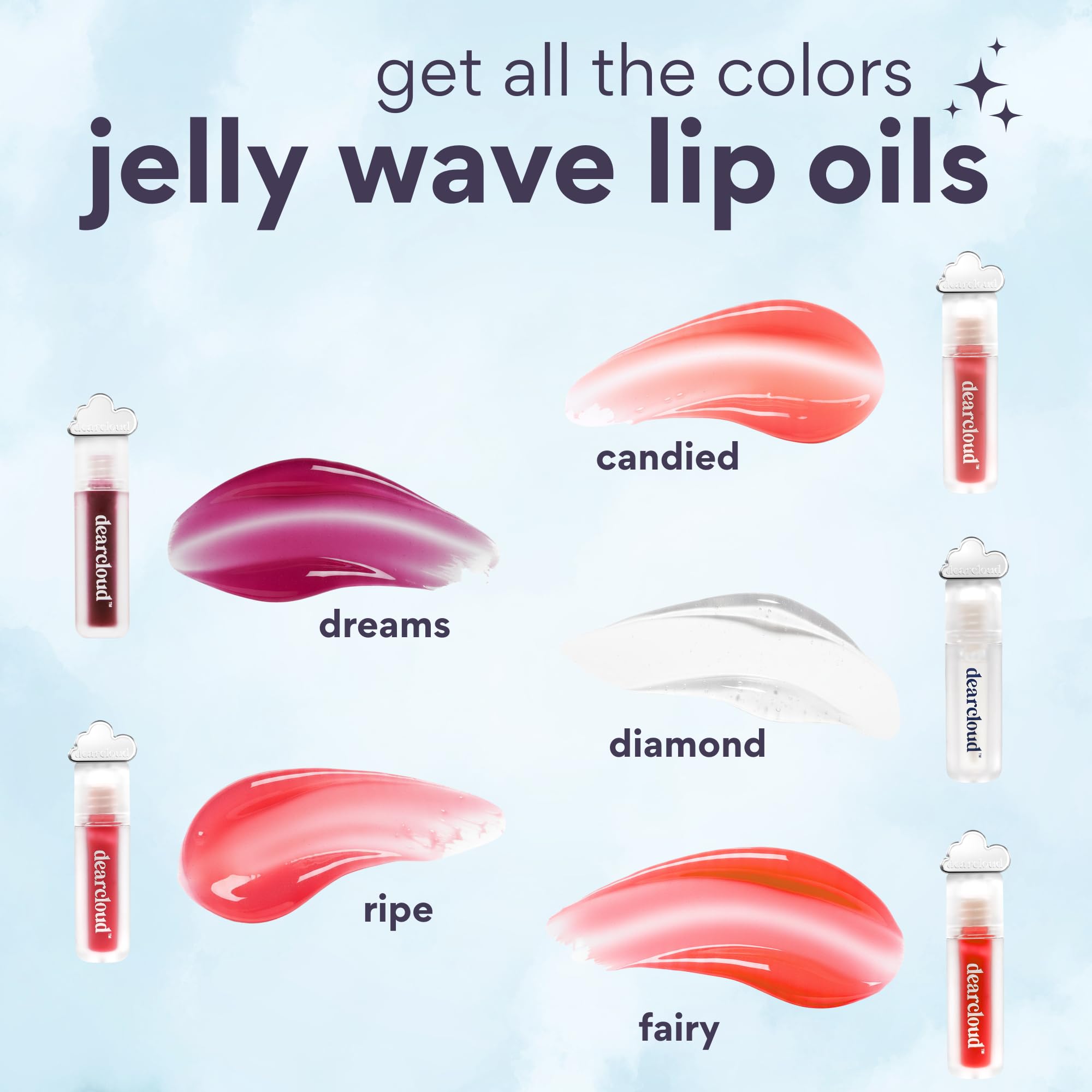 dearcloud Jelly Wave Lush Lip Oil – Clear Lip Gloss and Lip Gloss for Women - Korean skincare essential – Lip Oil for Women with Collagen - Diamond (0.13 oz) dearcloud buy supplements canada