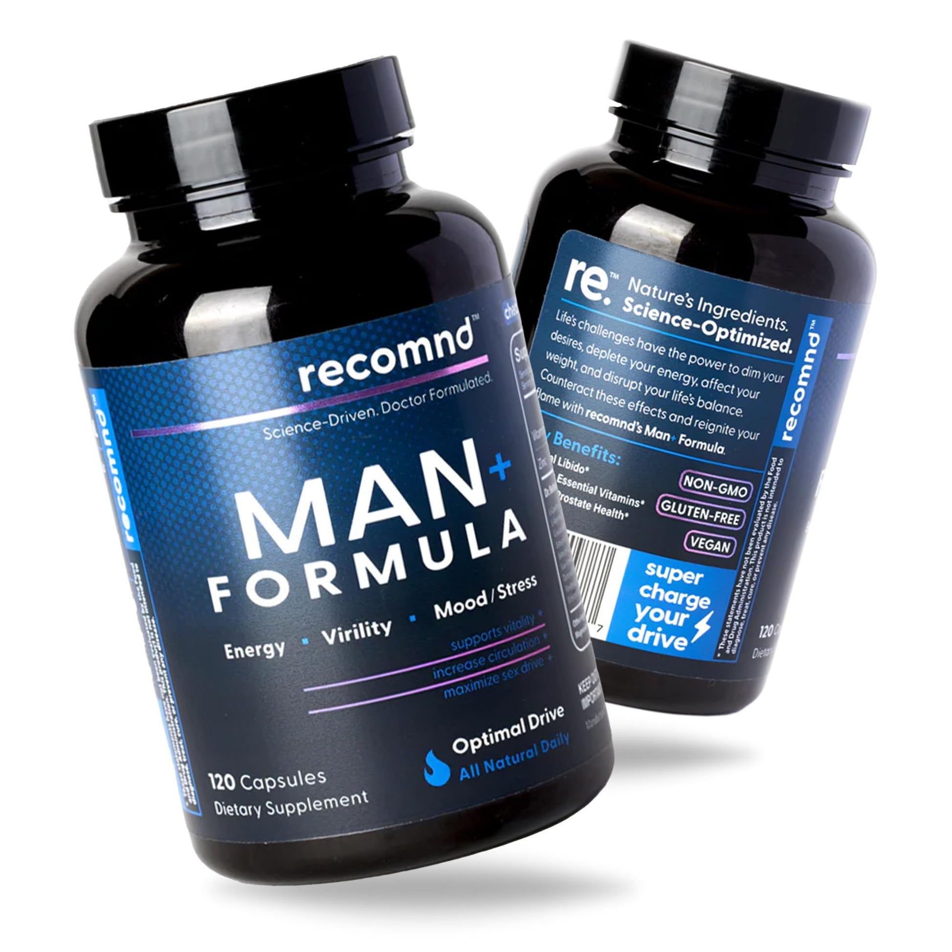 recomnd Nutrition - Man+ Formula, Energy Support, Muscle Support, and Prostate Health Supplements for Men with Vitamin E, Saw Palmetto, Red Korean Ginseng, and More, 120 Capsules recomnd buy supplements canada
