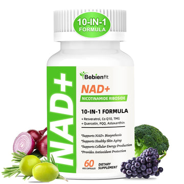 Nad Supplement for Healthy Aging | Energy| Antioxidant| Skin Health| Focus ,10-in-1 Formula with NR,Trans-Resveratrol,CoQ10,Astaxanthin,PQQ,TMG,Quercetin,Olive Fruit Nad+ for Women Men,60 Vegan Caps Bebien fit buy supplements canada
