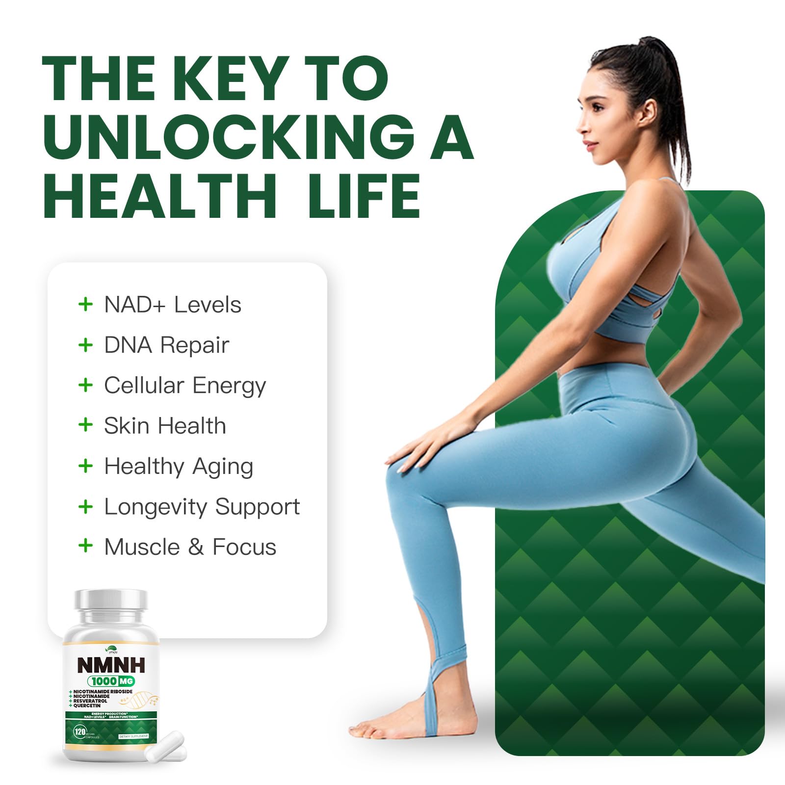 NMNH(Dihydronicotinamide Mononucleotide),NMNH Supplement 1000mg Pure Nicotinamide Mononucleotide,NAD High Purity Supplement Alternative,for Energy,Focus,Non-GMO, Gluten Free,120 Capsules VPKIN buy supplements canada