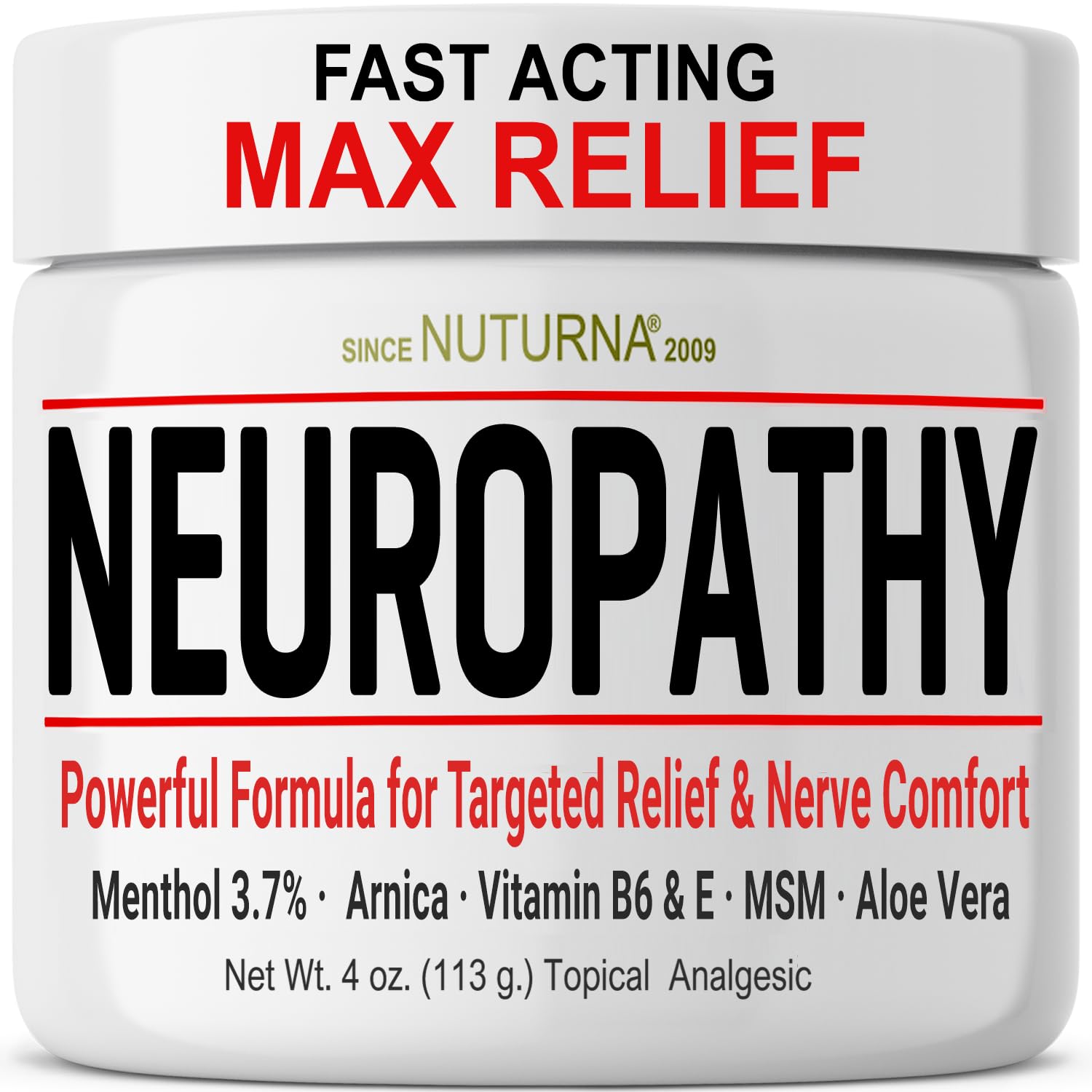 Neuropathy Nerve Relief Cream - Fast Acting Max Relief for Feet Hands Legs Toes Back - Ultra Strength Menthol Arnica Aloe Vera MSM, Soothing Natural Nerve Comfort Relief, 2 Oz Nuturna buy supplements canada