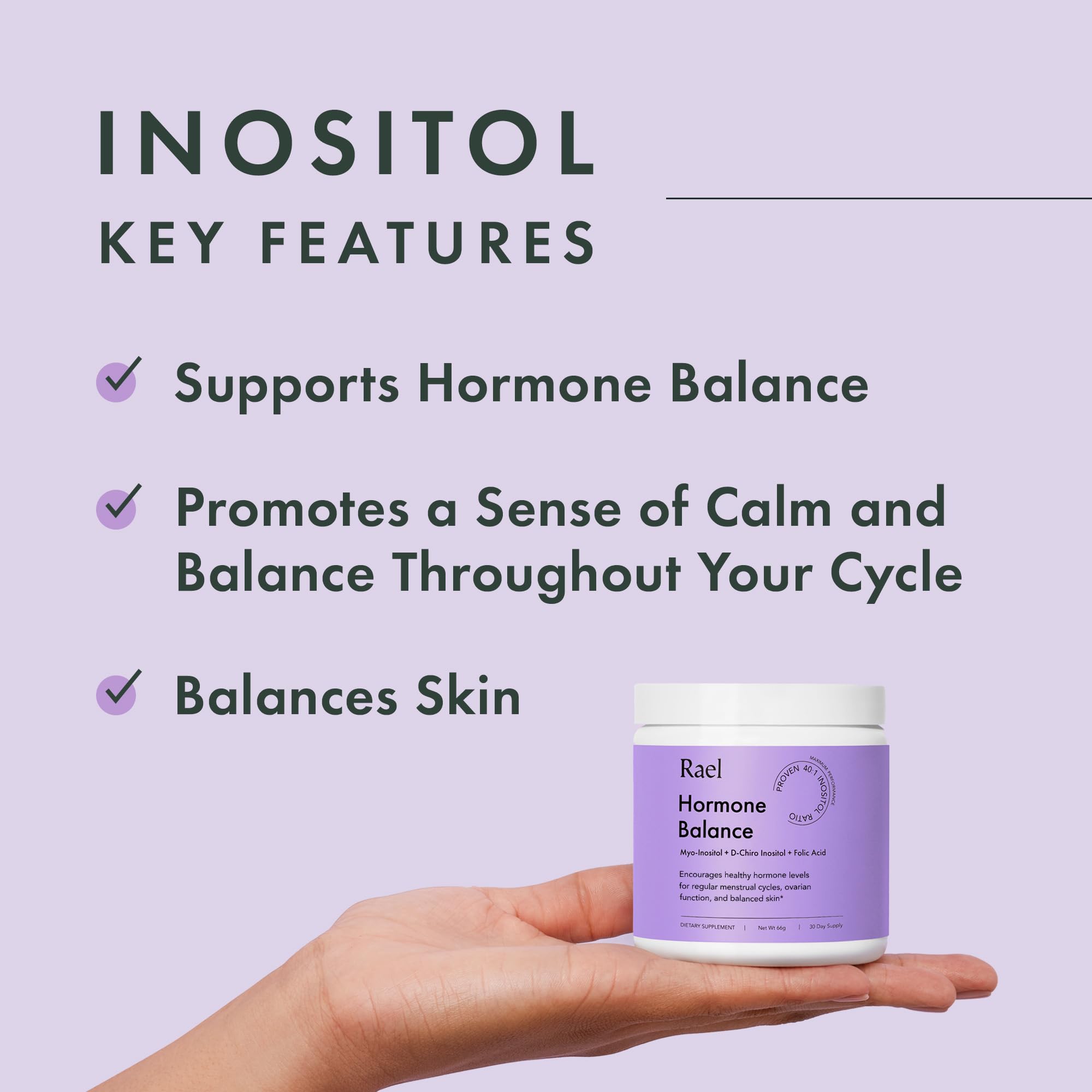 Rael Hormone Balance for Women, Inositol Powder Supplement - Vitamin B8, 40:1 Proven Ratio, Folic Acid for Ovarian Function (30 Servings) Rael buy supplements canada
