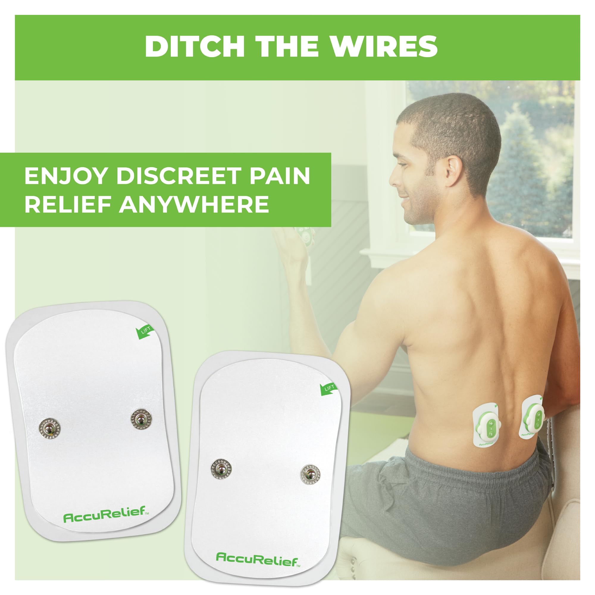 AccuRelief Wireless TENS Electrotherapy Pain Relief System Supply Kit (Packaging May Vary), Works with AccuRelief Wireless Remote Control TENS Device (ACRL-9000), 2 Pair (Pack of 1) AccuRelief buy supplements canada